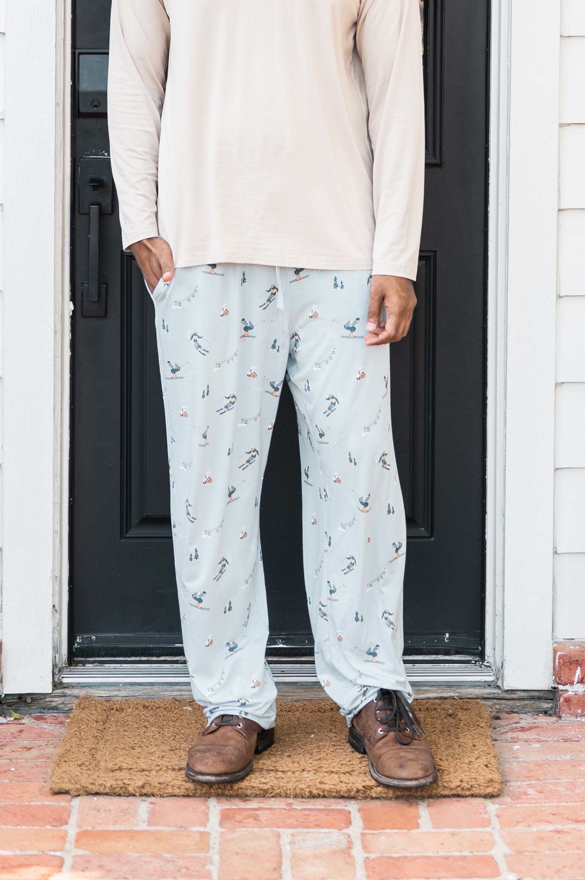Men's Lounge Pants in Ski shown on a male model