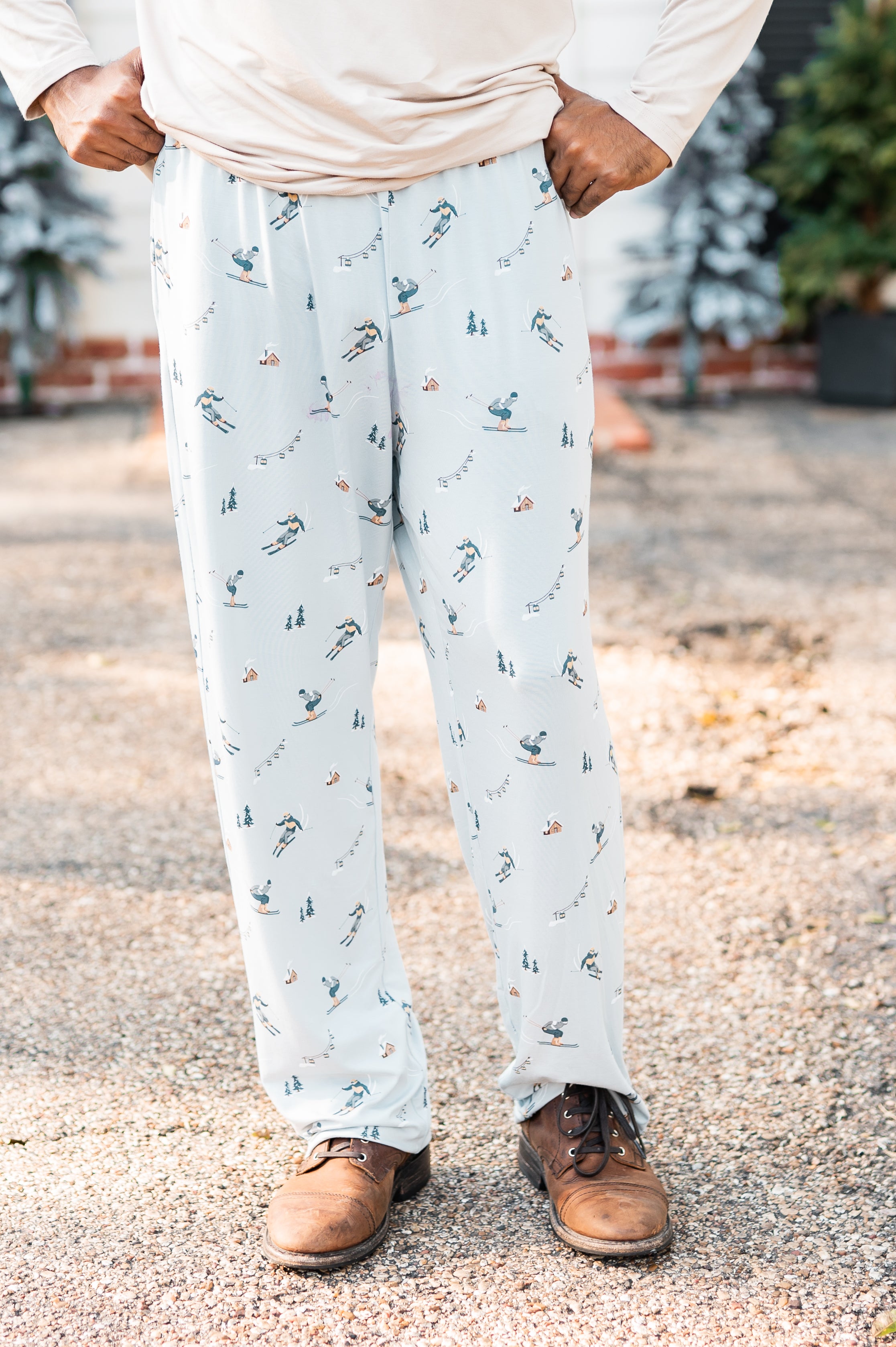 Men's Lounge Pants in Ski shown on a male model