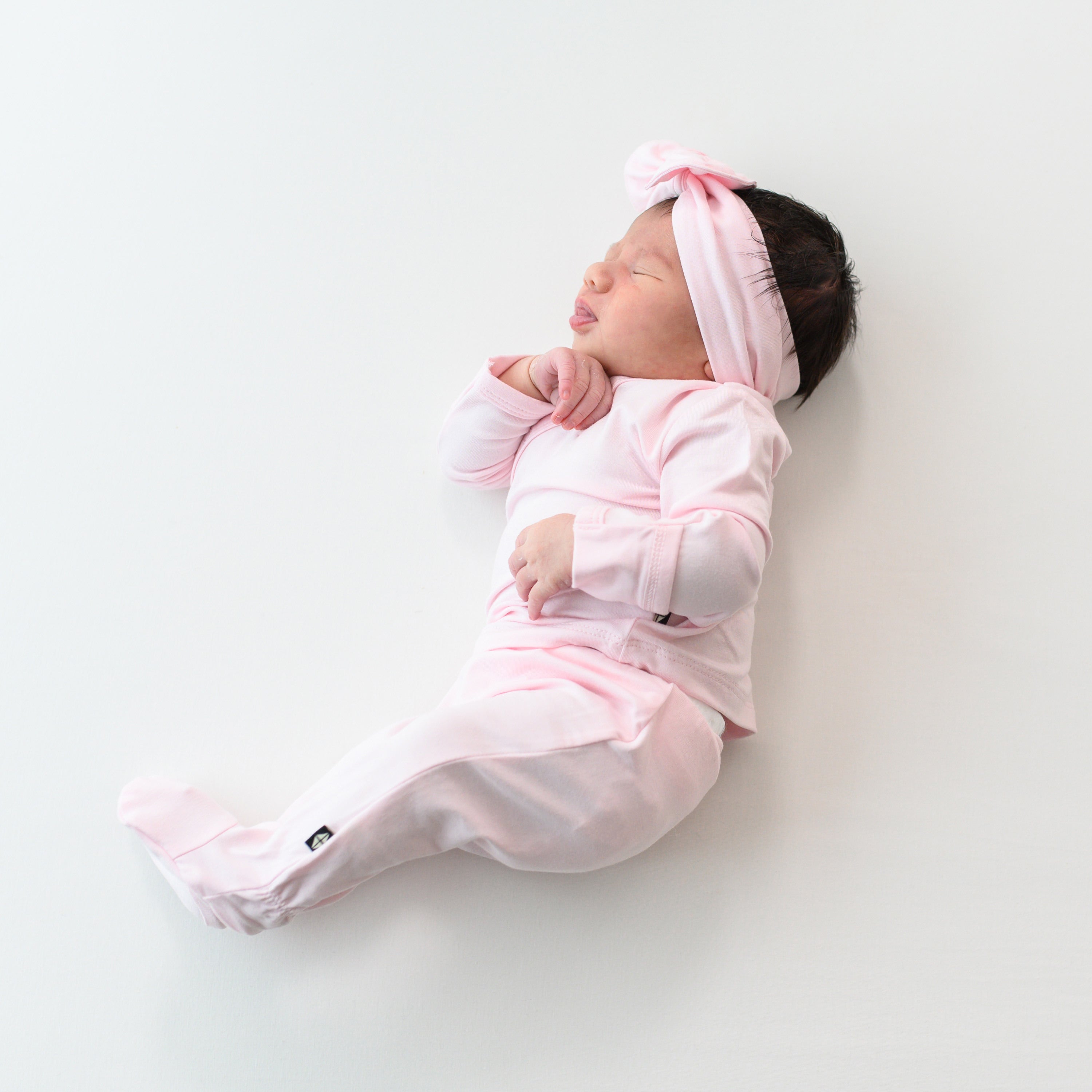 Baby wearing Pink Take Me Home Set with Bow Headband