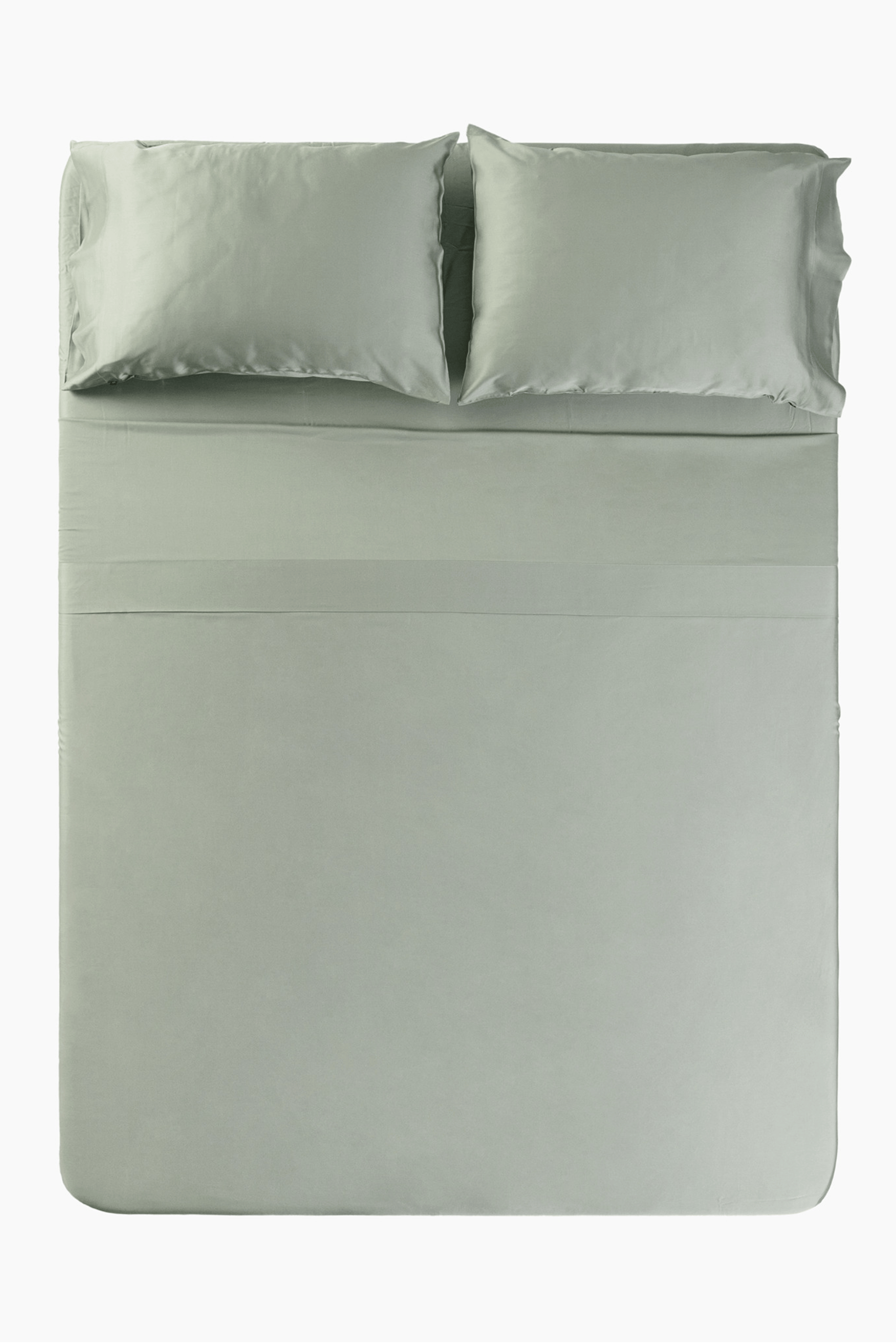 Overhead view of Eucalyptus bamboo sateen bedding set