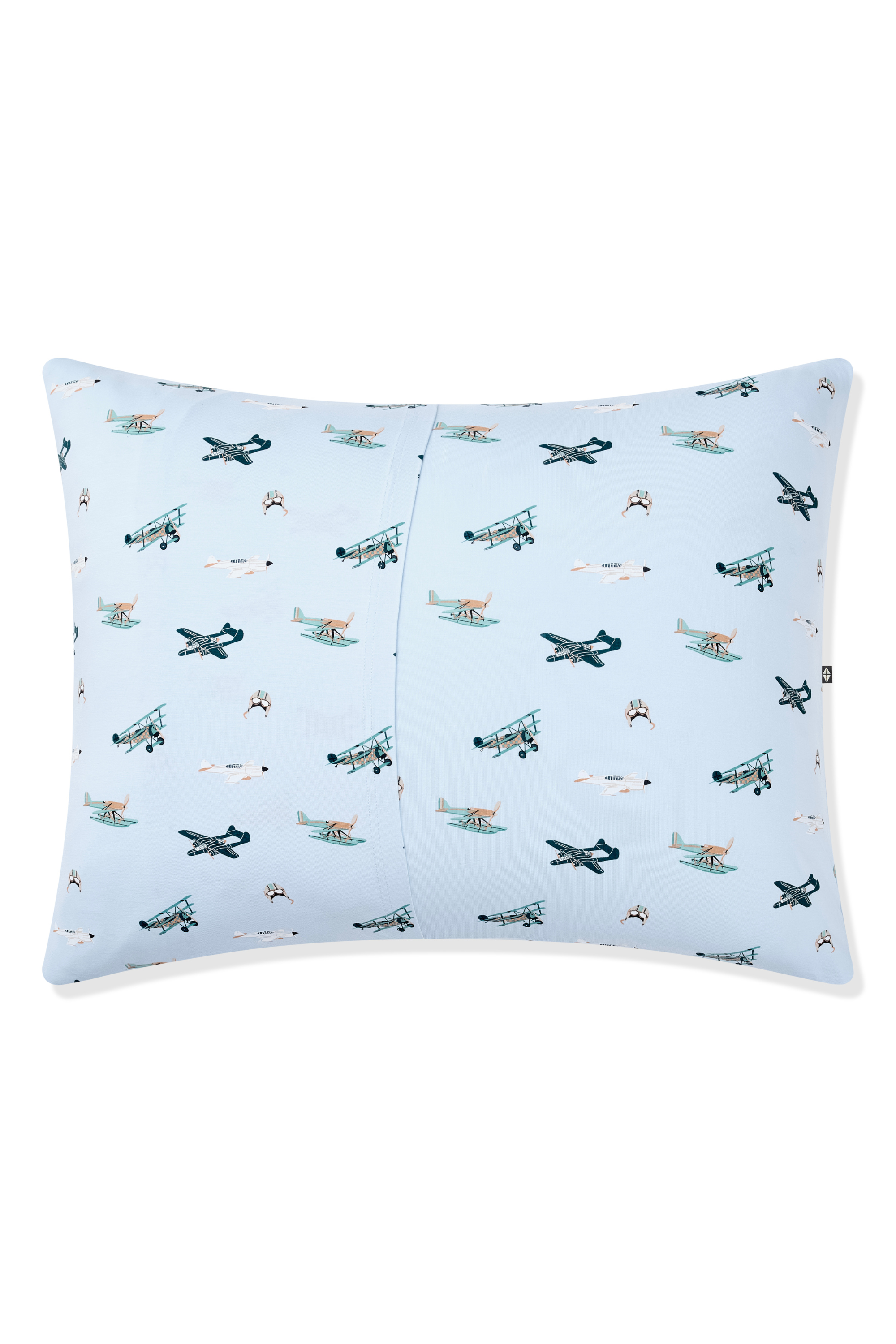 The back of the Toddler Pillowcase in Take Off showing the envelope closure