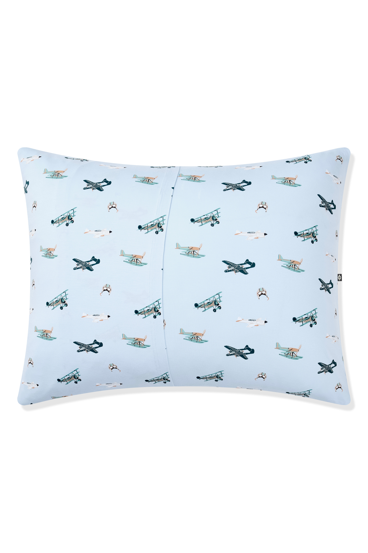 The back of the Toddler Pillowcase in Take Off showing the envelope closure