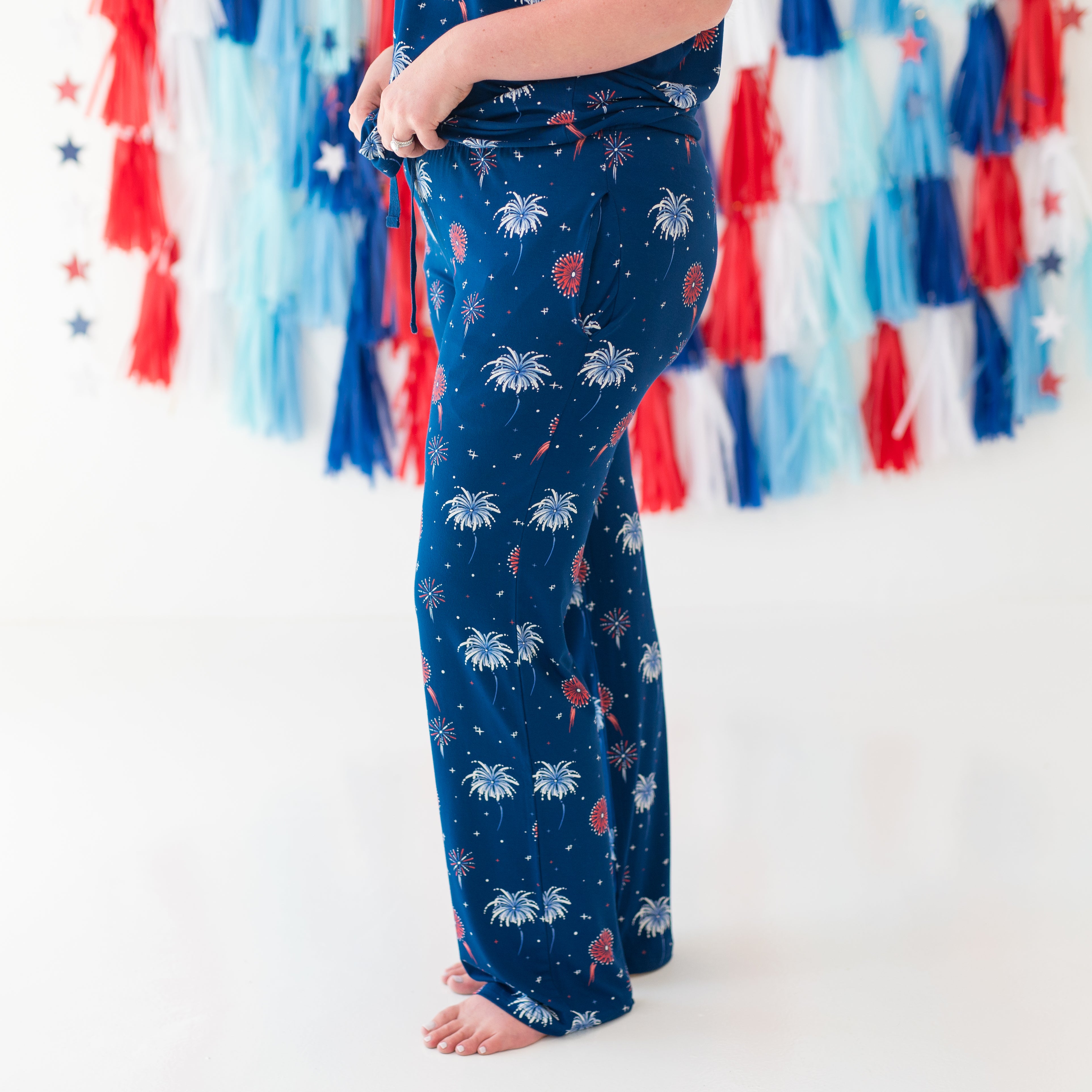 Close up of Women's Lounge Pants in Celebration showing side and pockets
