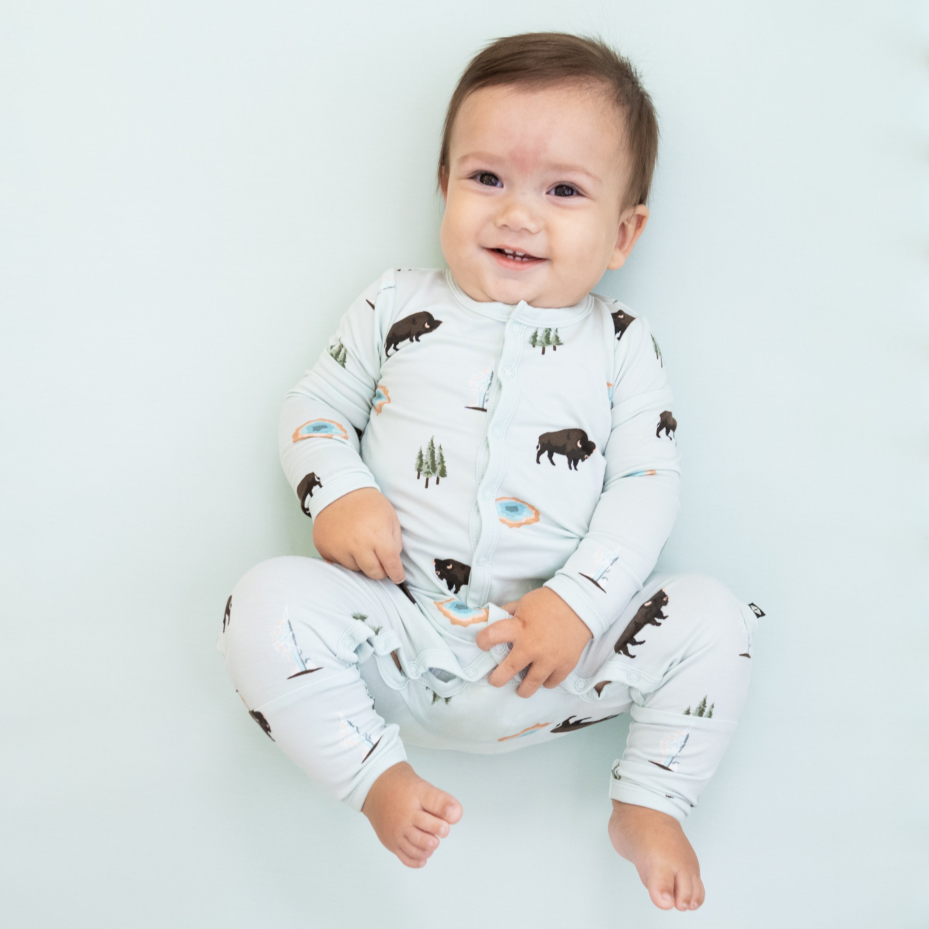 Baby wearing Romper in Yellowstone
