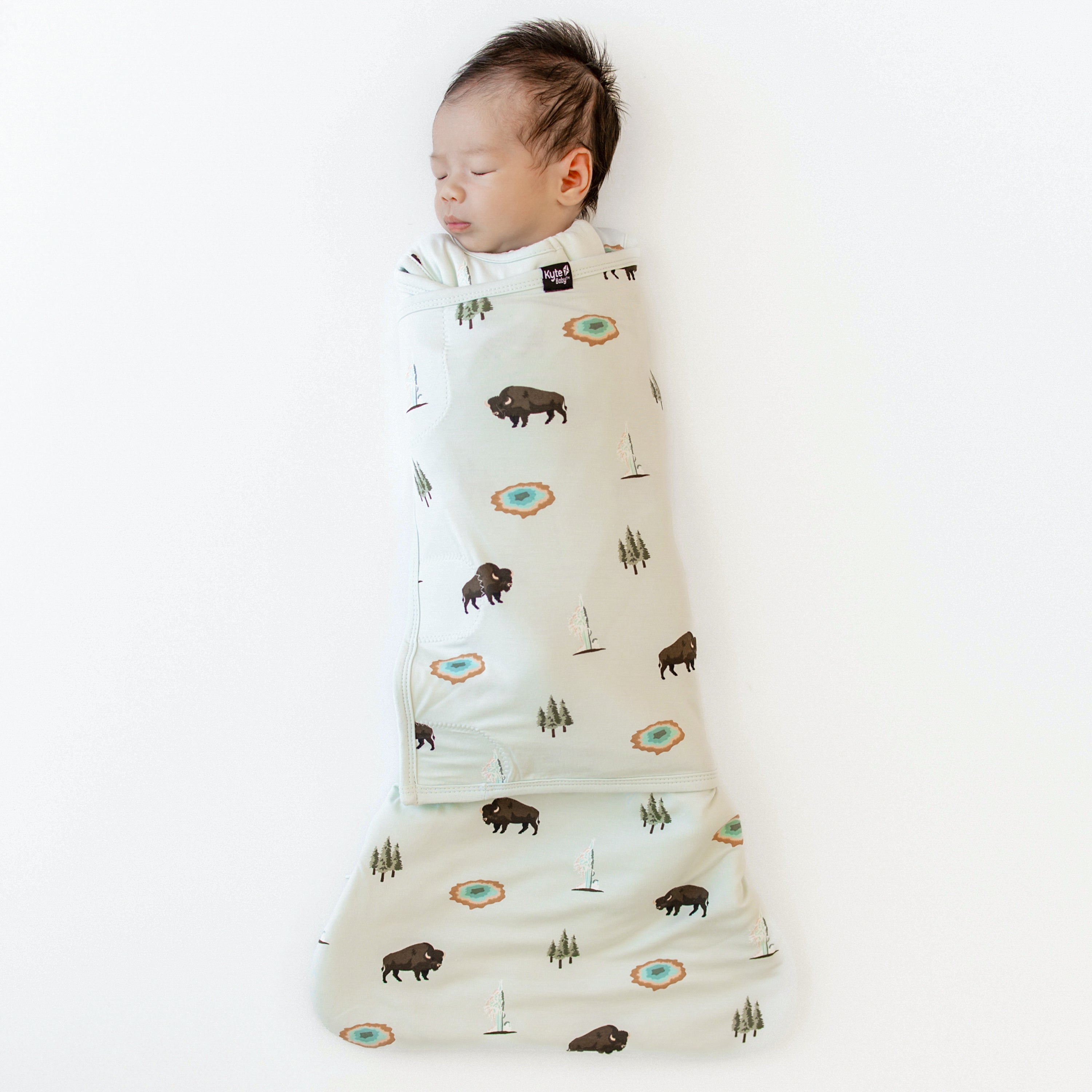 Baby asleep in Sleep Bag Swaddler in Yellowstone 1.0