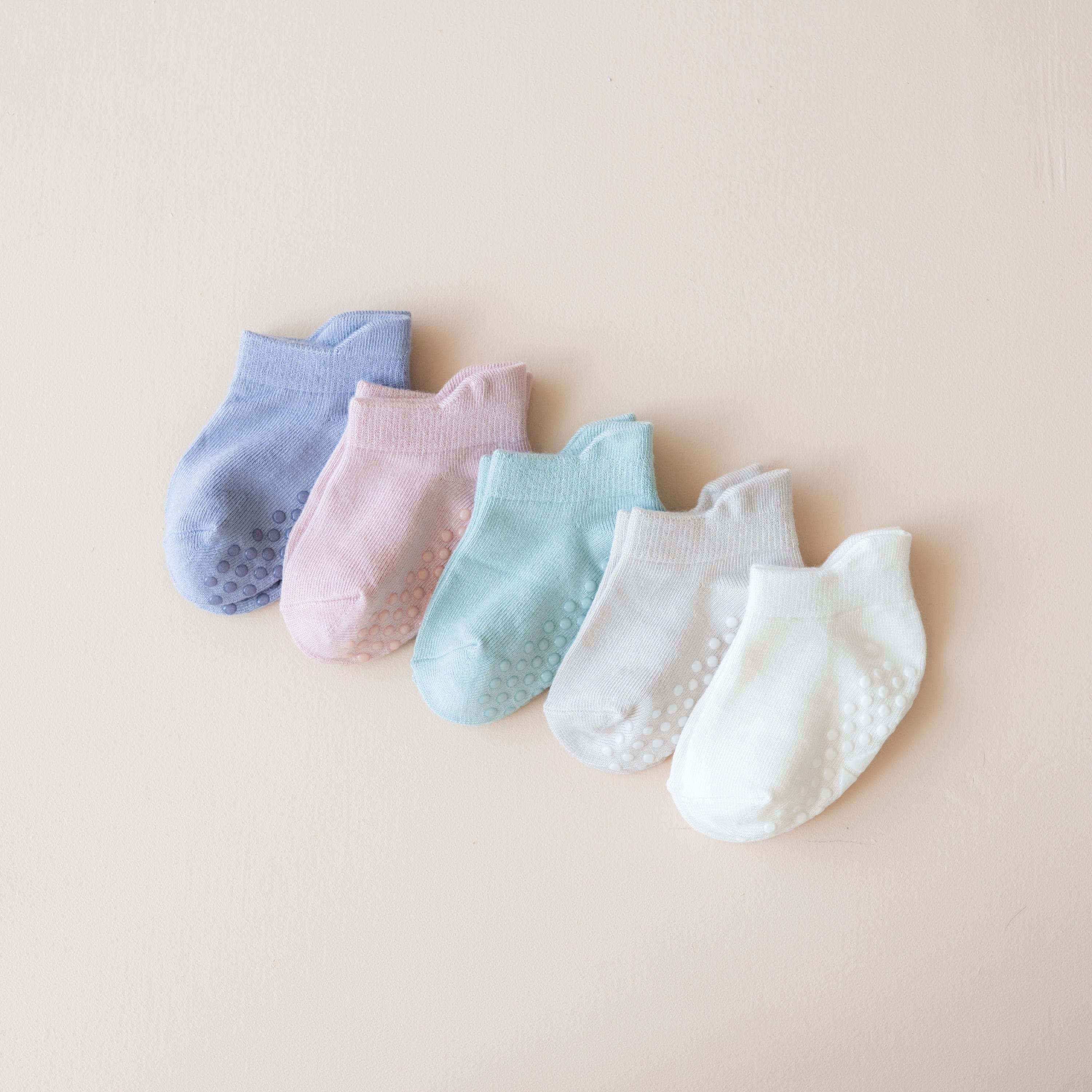 Ankle Socks with grips Combo 5-Pack in Pastel