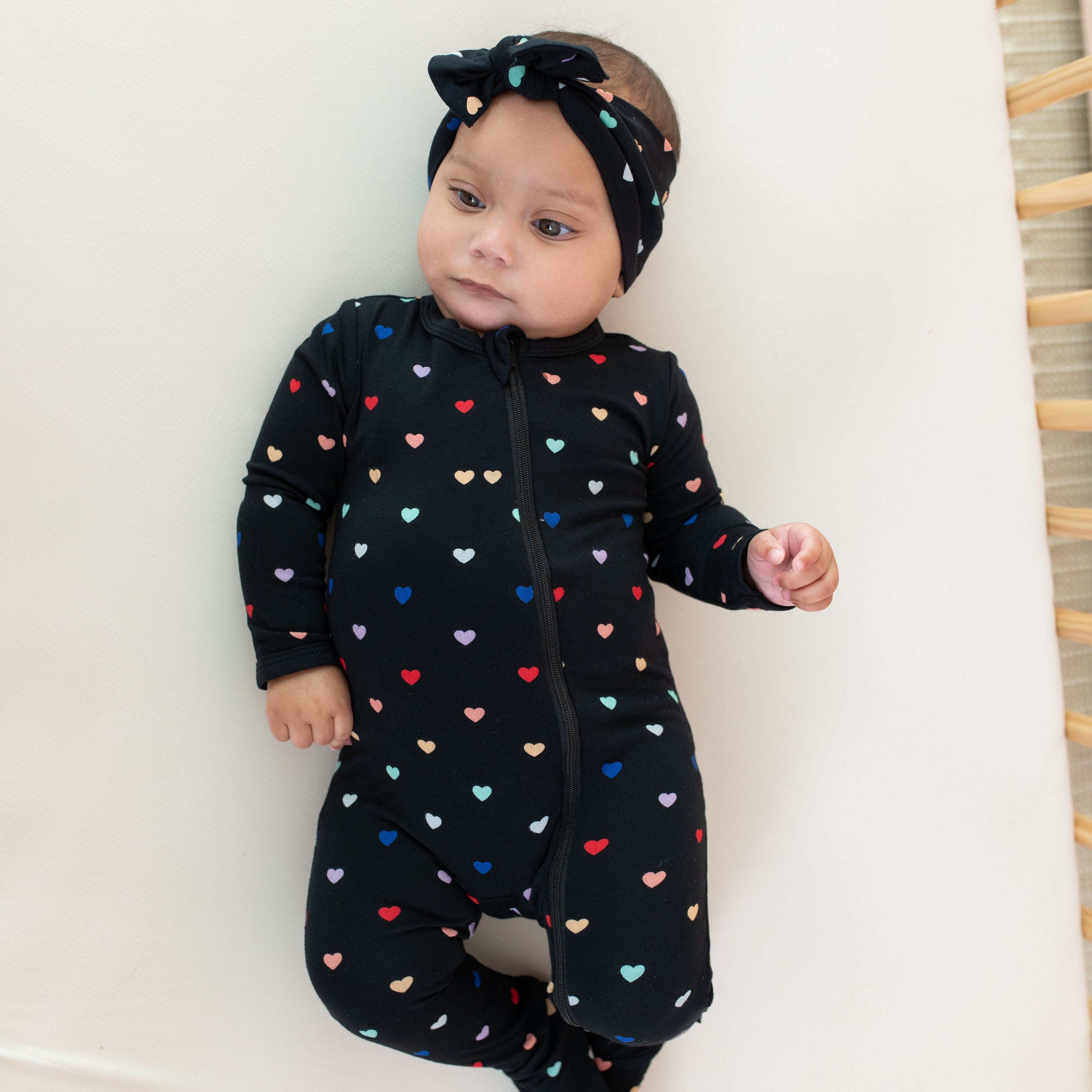 Kyte Baby Baby Bows Bow in Midnight Rainbow Heart