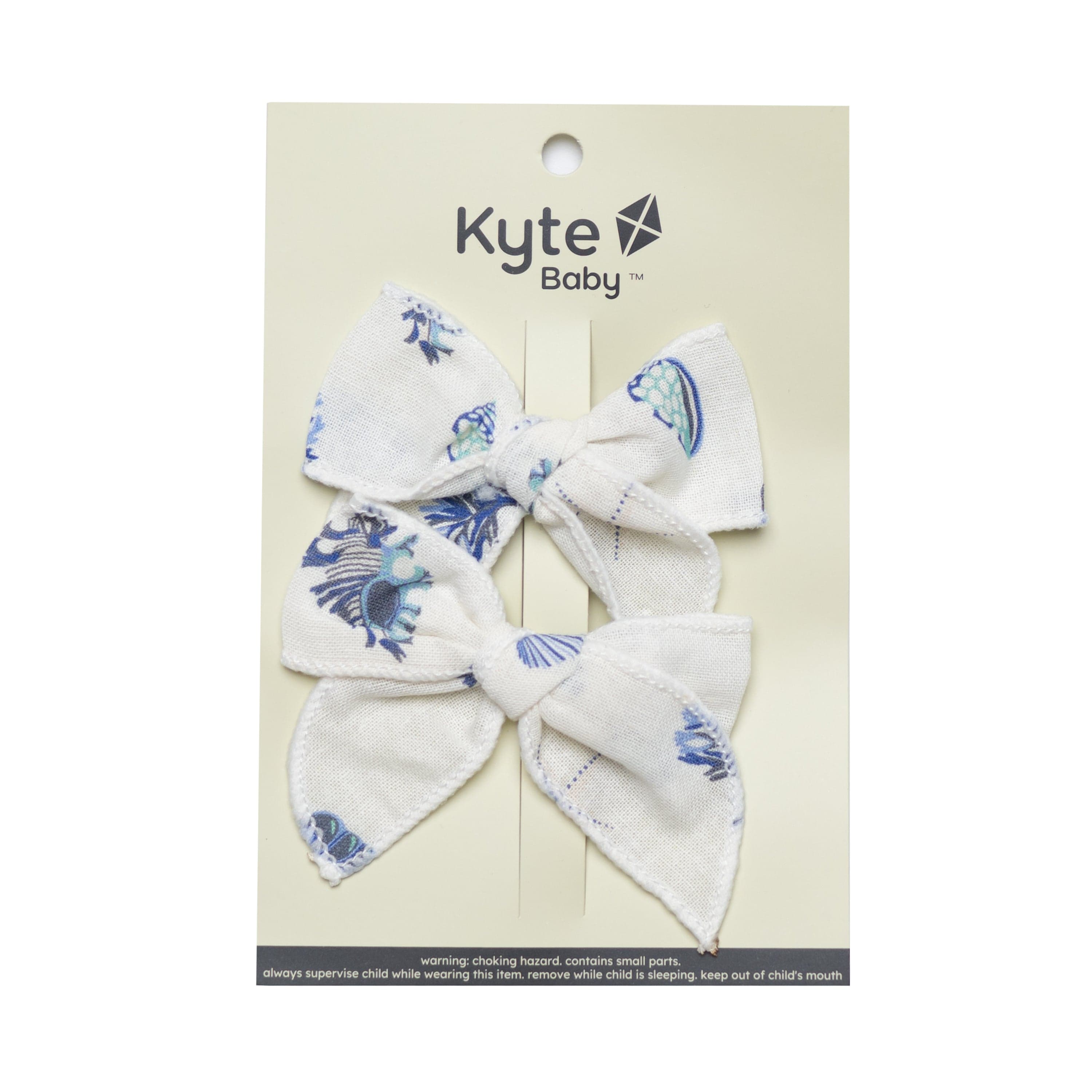 Kyte Baby Baby Bows Royal Shell Linen Piggie Bows in Royal Shell