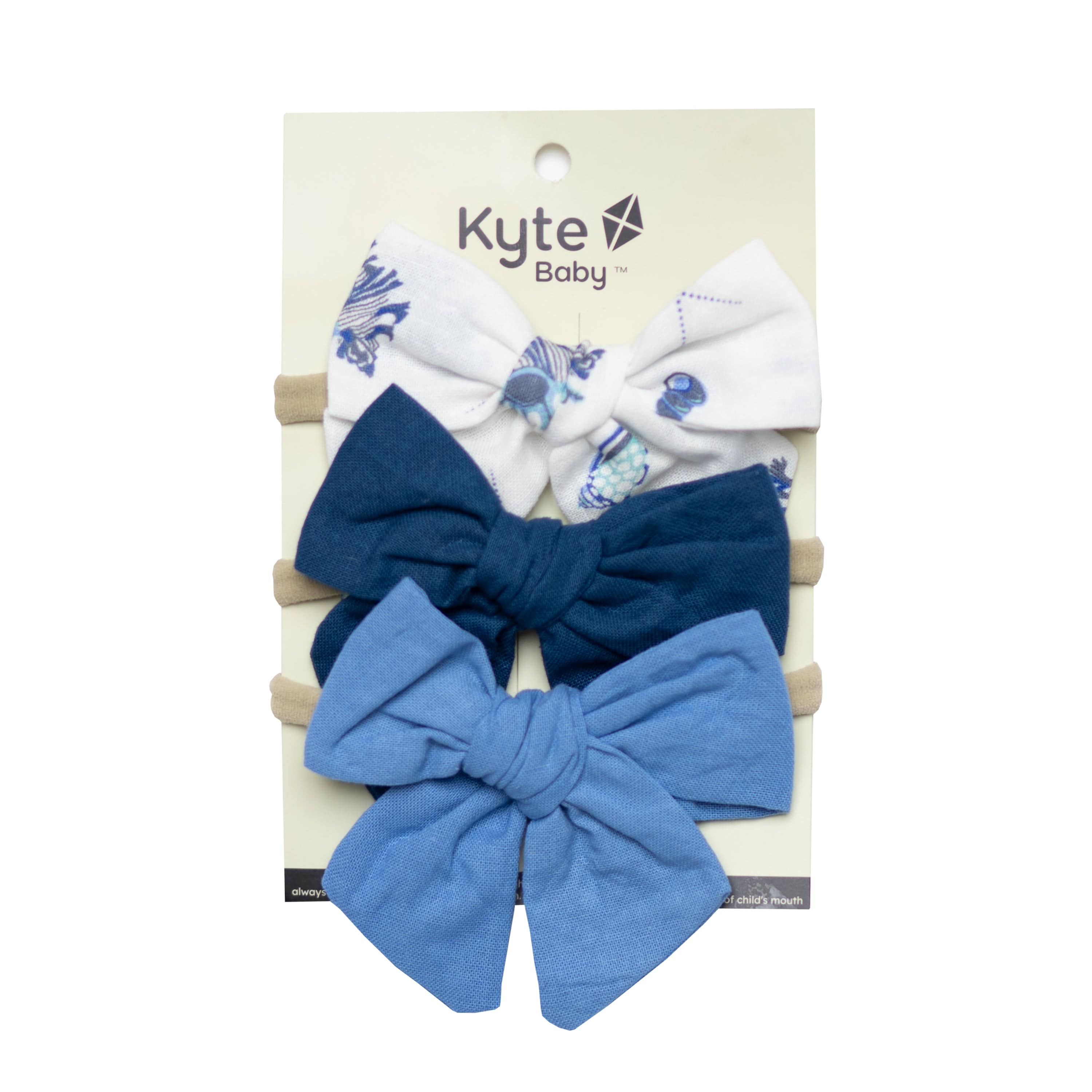 Kyte Baby Baby Bows Royal Shell/Periwinkle/Royal 3-Pack Bows in Royal Shell, Periwinkle, and Royal