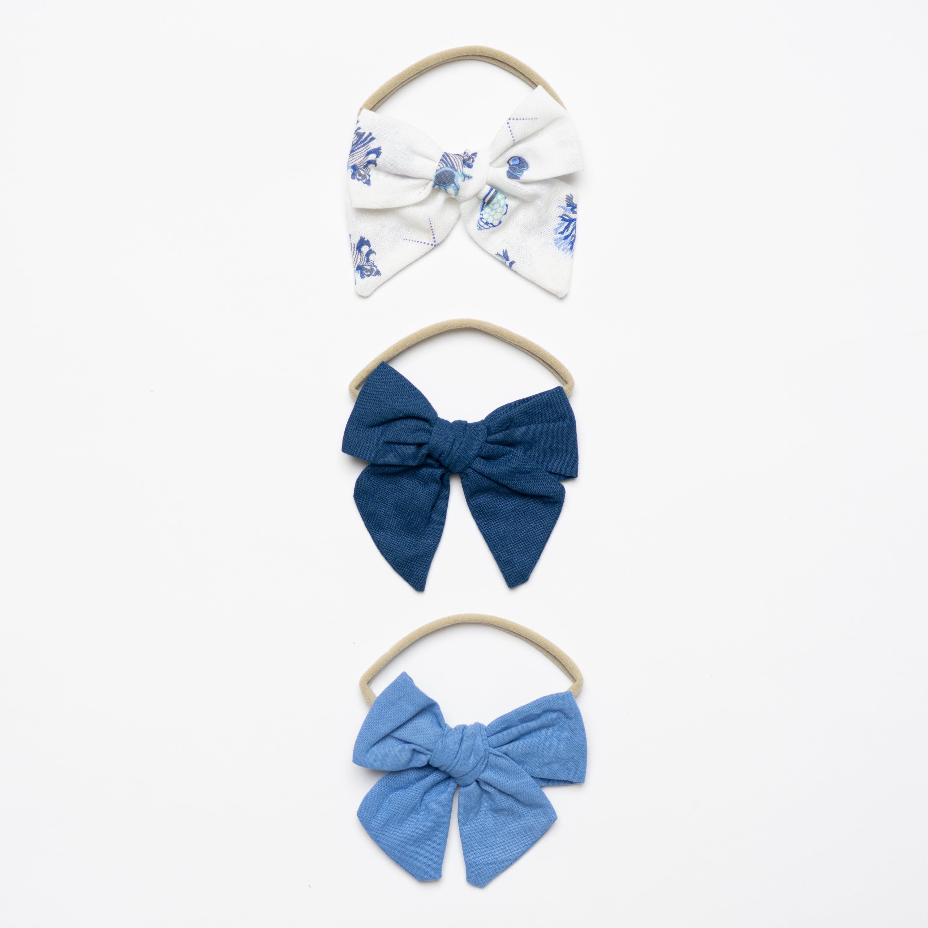 Kyte Baby Baby Bows Royal Shell/Periwinkle/Royal 3-Pack Bows in Royal Shell, Periwinkle, and Royal