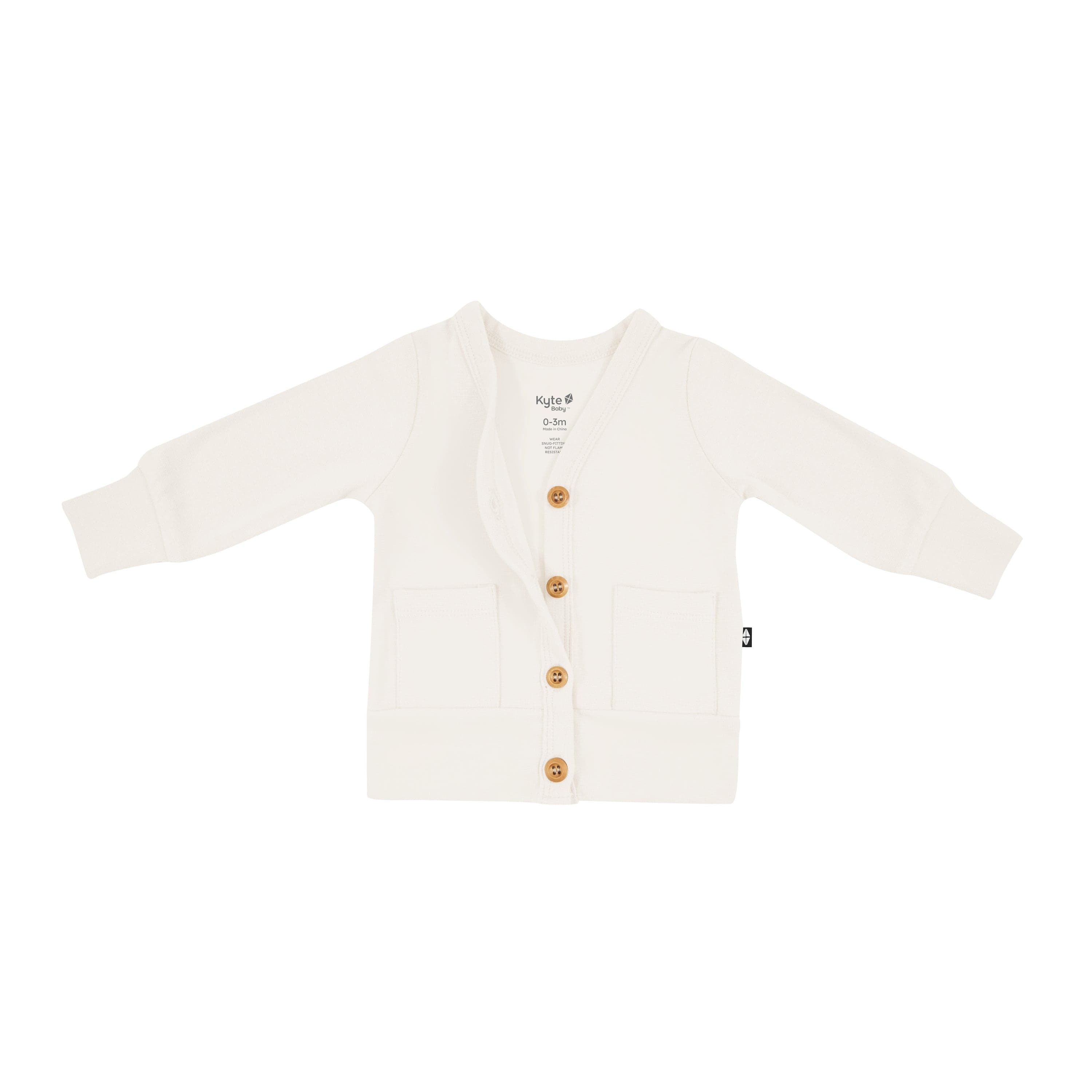 Kyte Baby Bamboo Jersey Cardigan with pockets in Oat