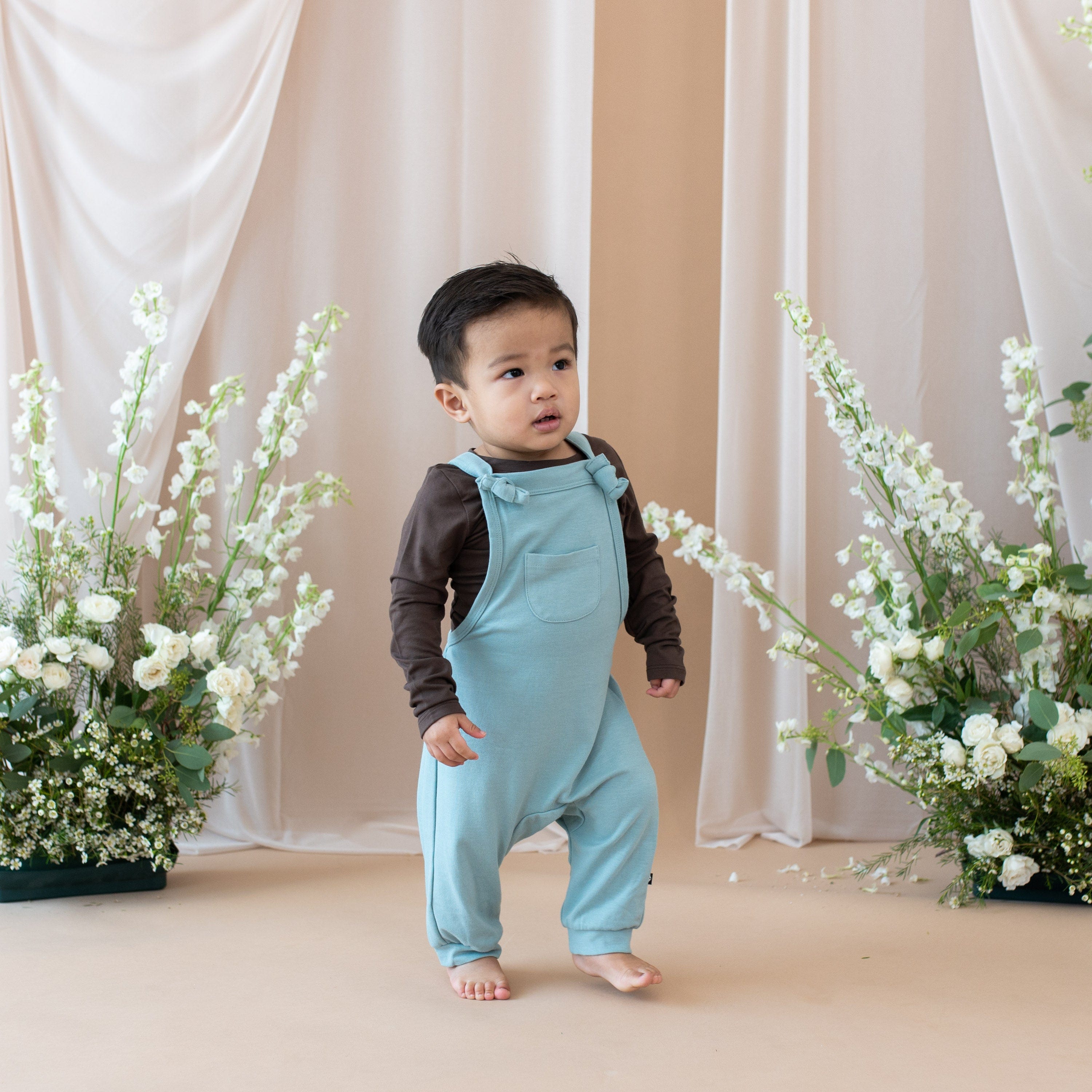 Kyte Baby Baby Overall Bamboo Jersey Overall in Glacier