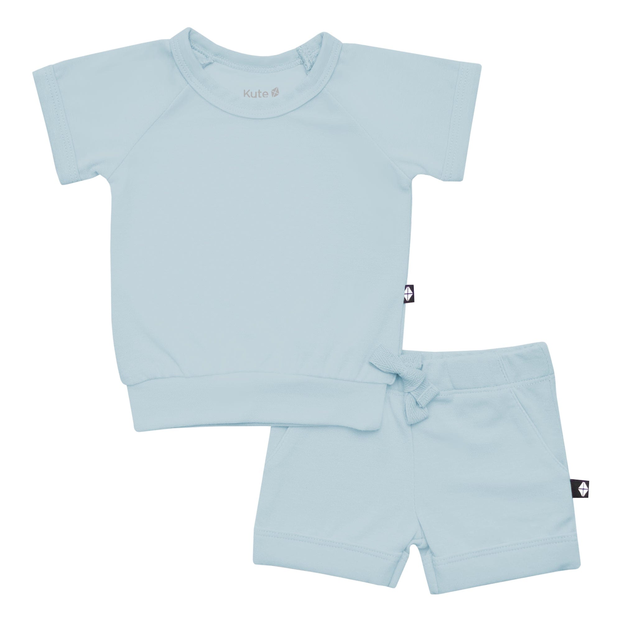 Kyte Baby Bamboo Jersey Short Sleeve Jogger Set in Fog