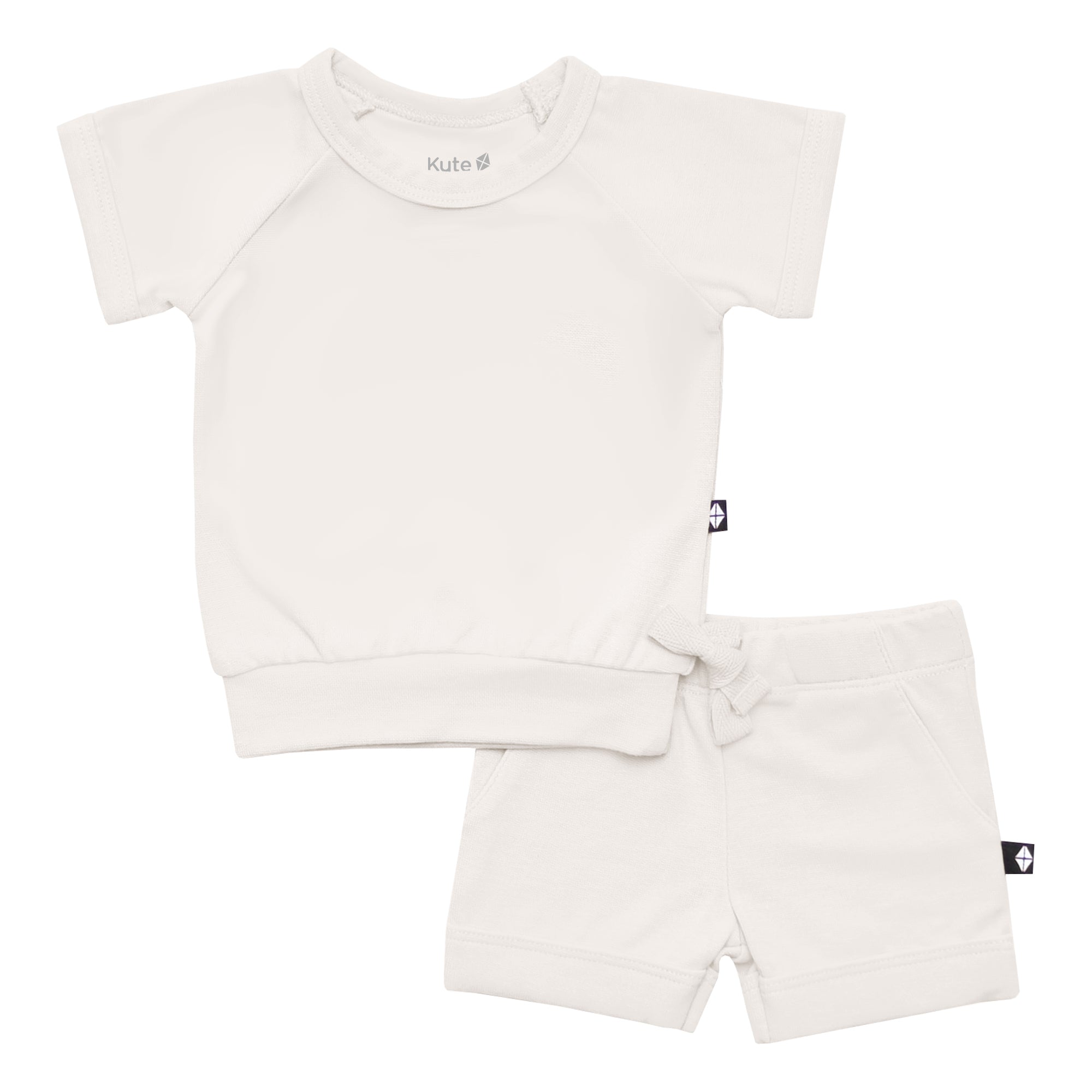 Kyte Baby Bamboo Jersey Short Sleeve Jogger Set in Oat