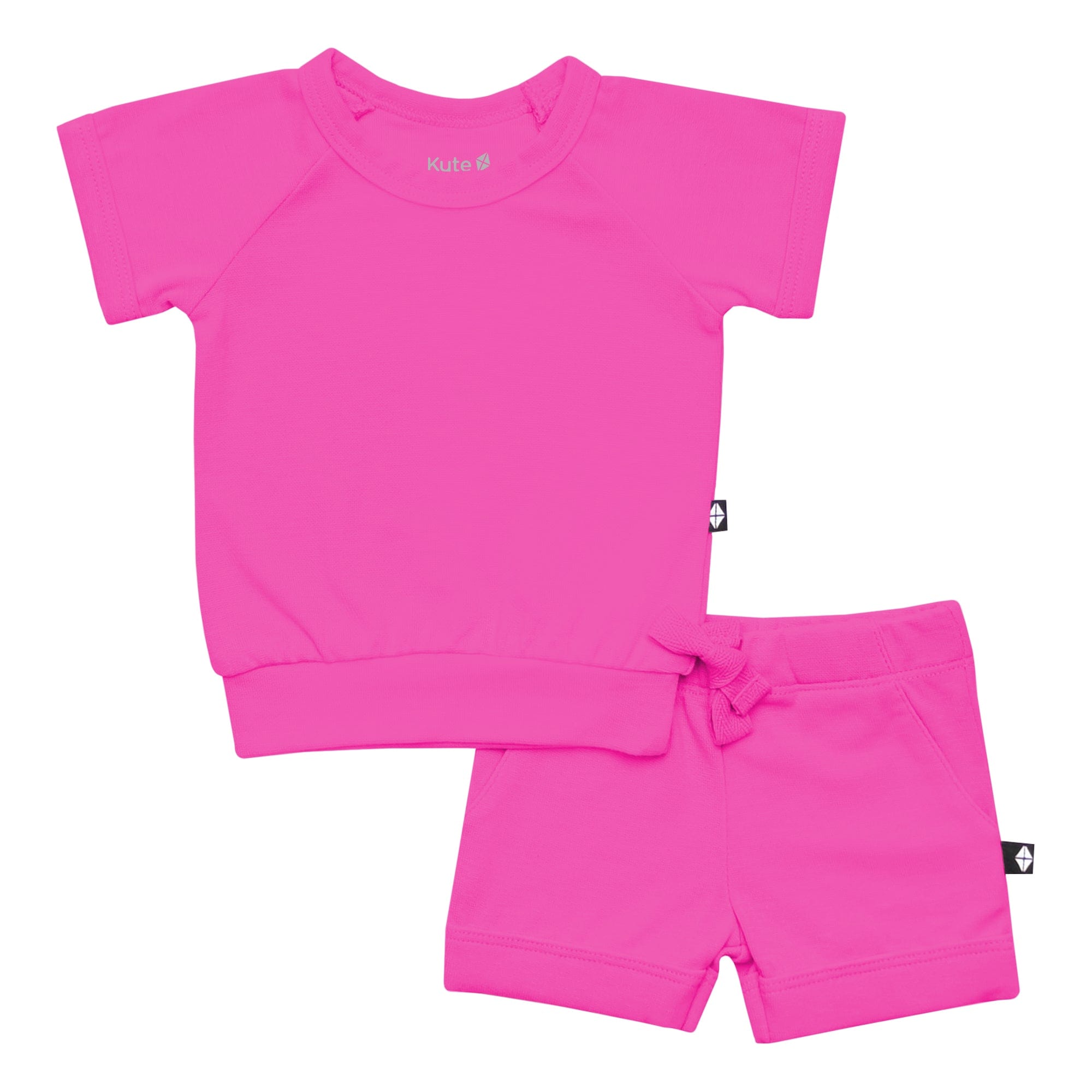 Kyte Baby Bamboo Jersey Short Sleeve Jogger Set in Raspberry