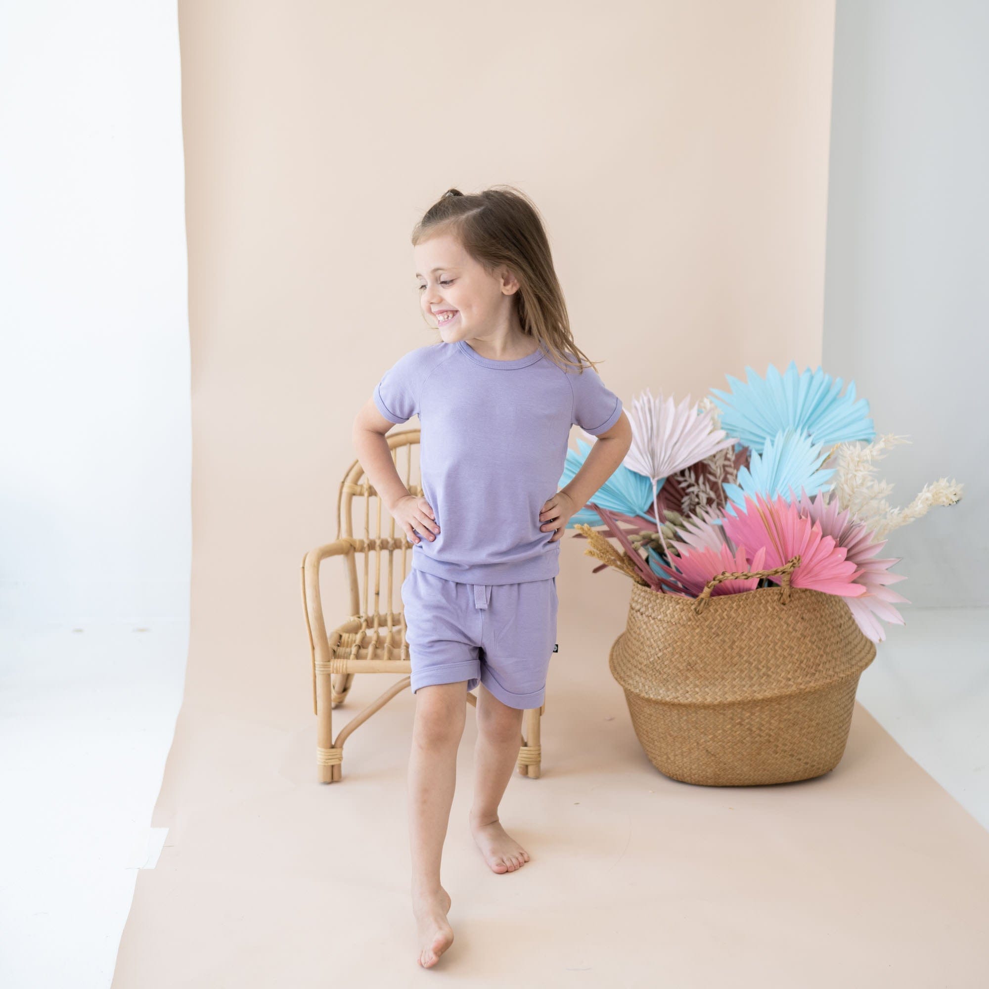 Kyte Baby Bamboo Jersey Short Sleeve Jogger Set Bamboo Jersey Short Sleeve Jogger Set in Taro