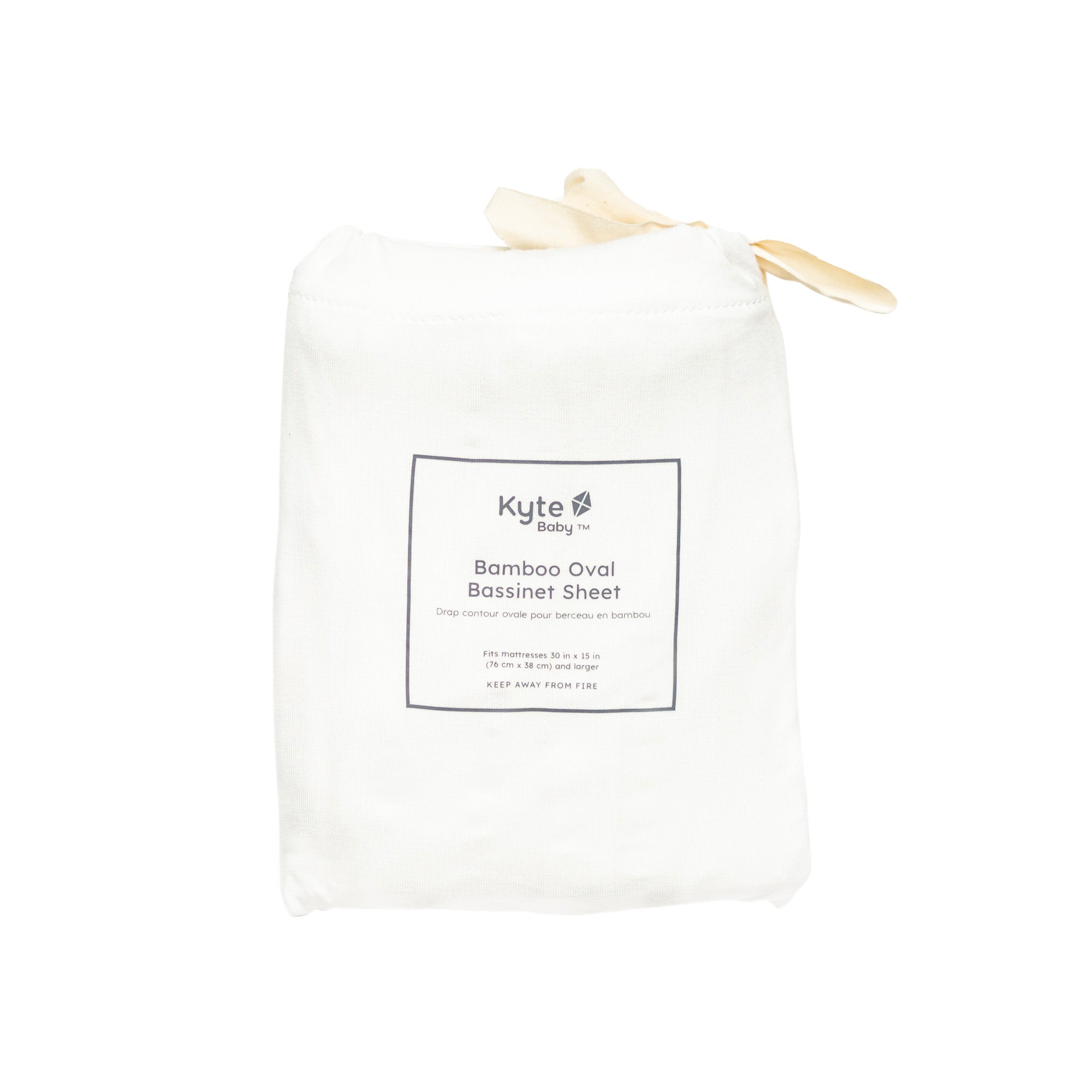 Cloud white Kyte Baby bamboo Oval Bassinet Sheet in bag