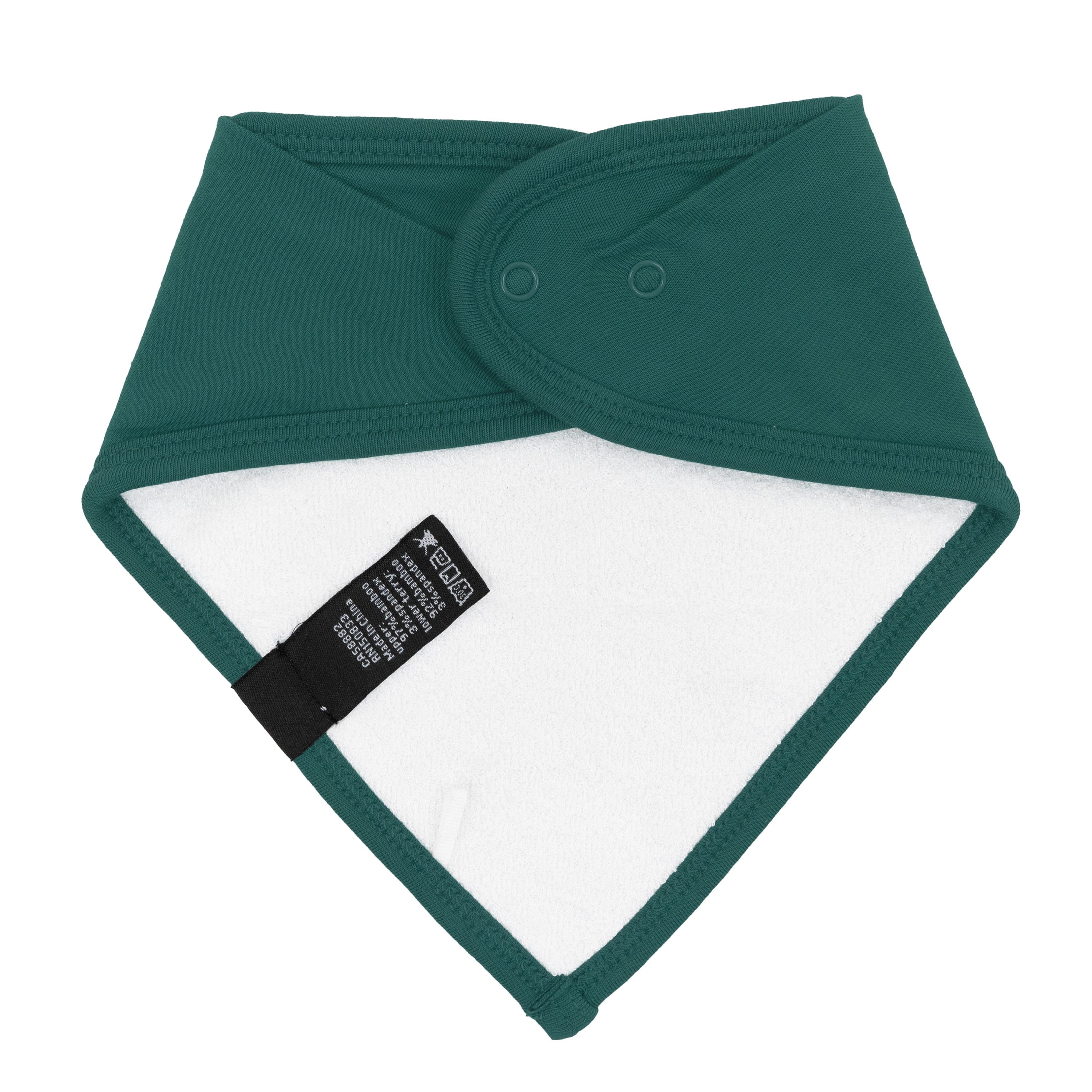 Bamboo terry lining on Kyte Baby Bib in Emerald