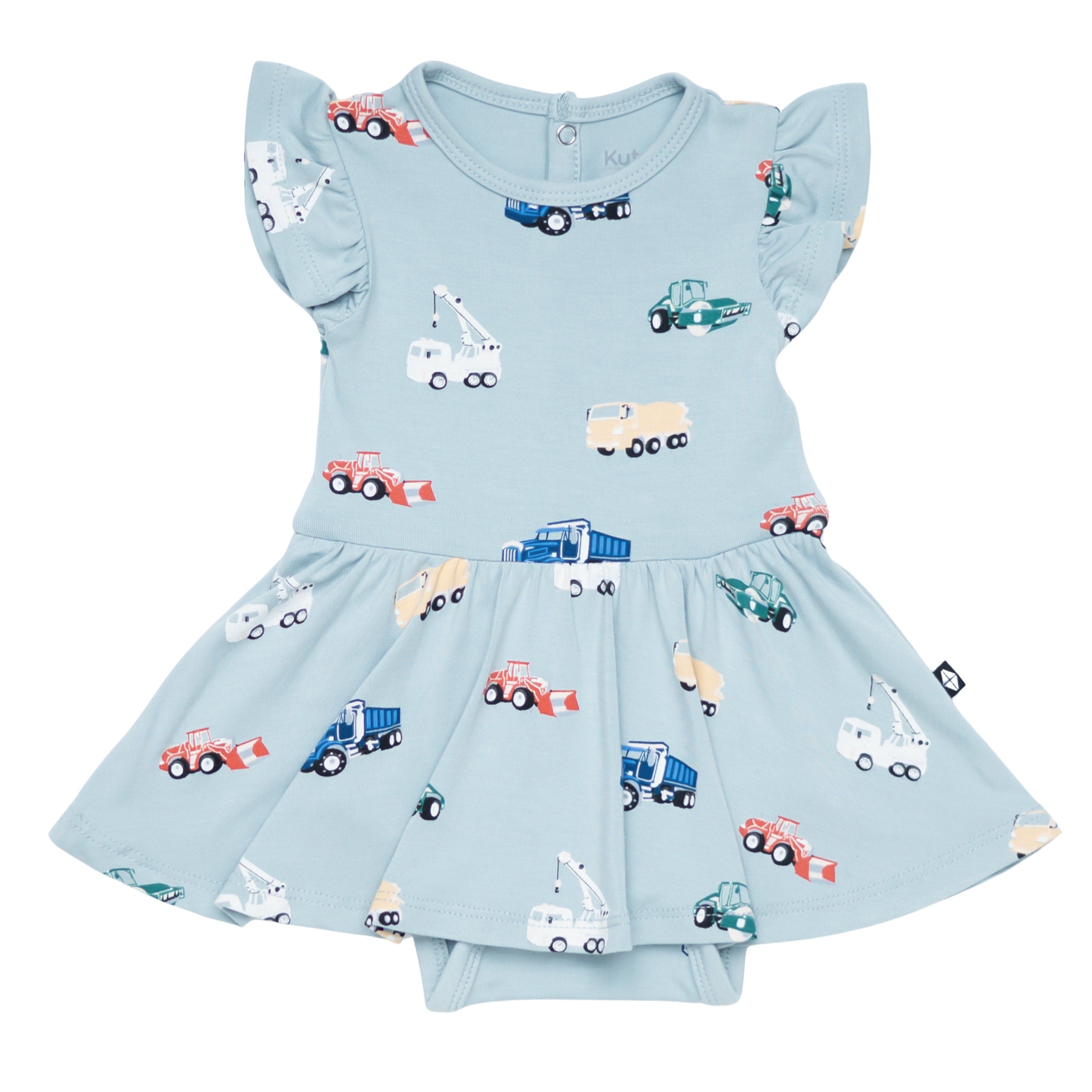 Blue Twirl Bodysuit Dress in Construction