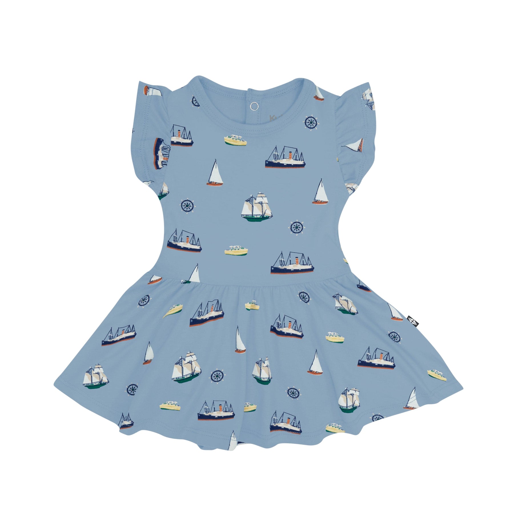 Kyte Baby Bodysuit Dress Twirl Bodysuit Dress in Vintage Boats