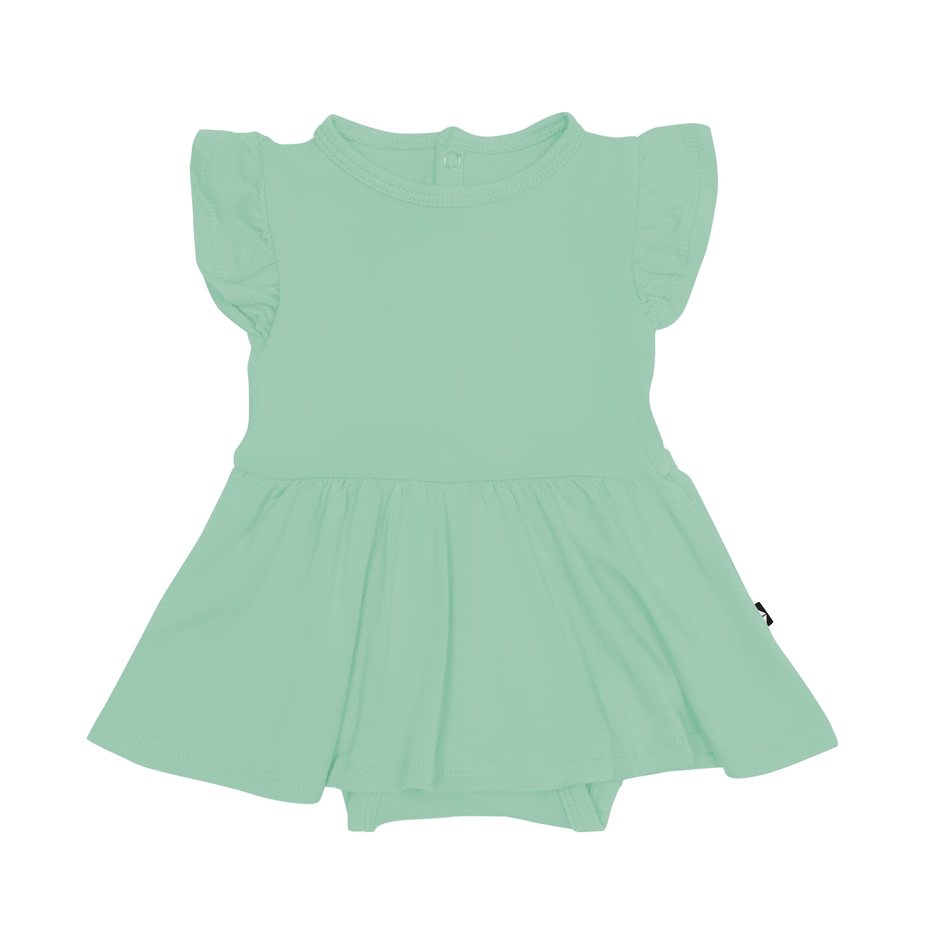 Kyte Baby Twirl Bodysuit Dress in Wasabi green