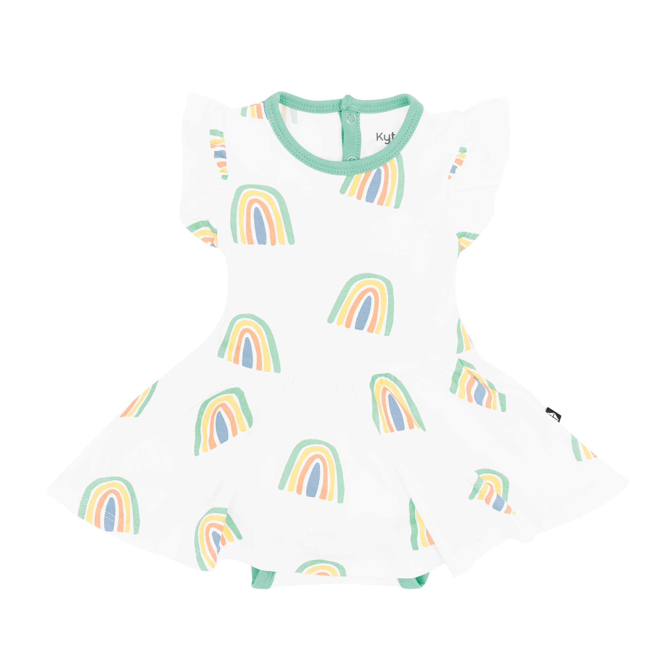 Kyte Baby Twirl Bodysuit Dress in Wasabi Rainbow