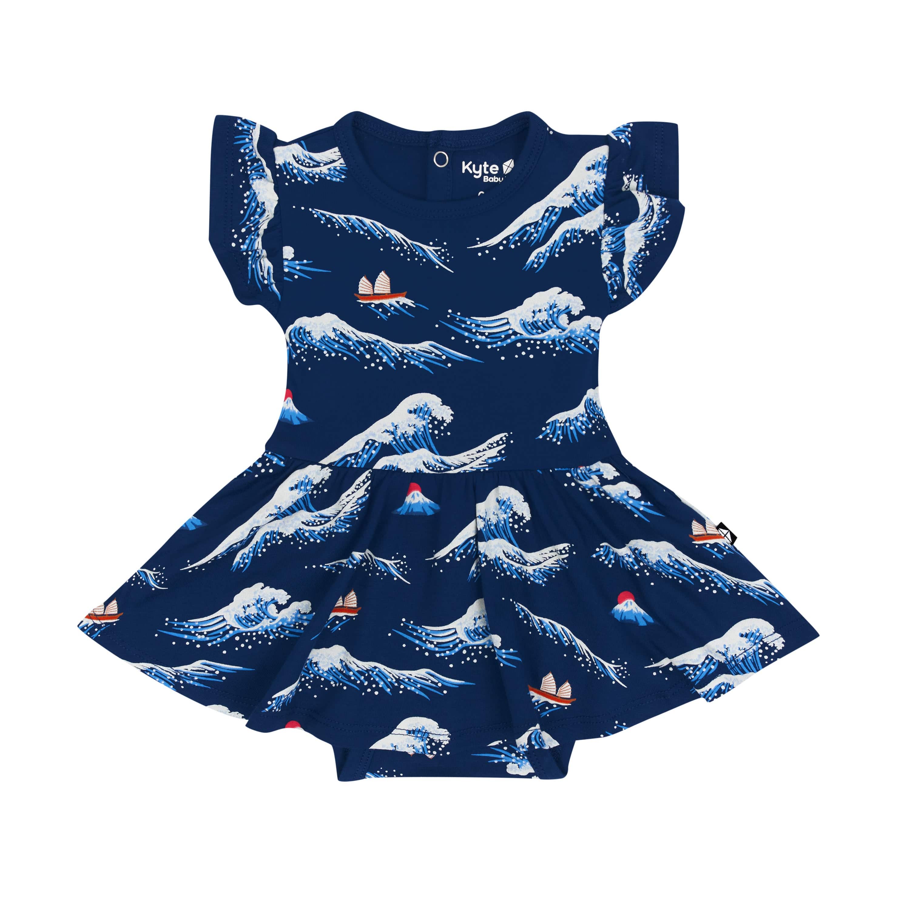 Kyte Baby Bodysuit Dress Twirl Bodysuit Dress in Wave