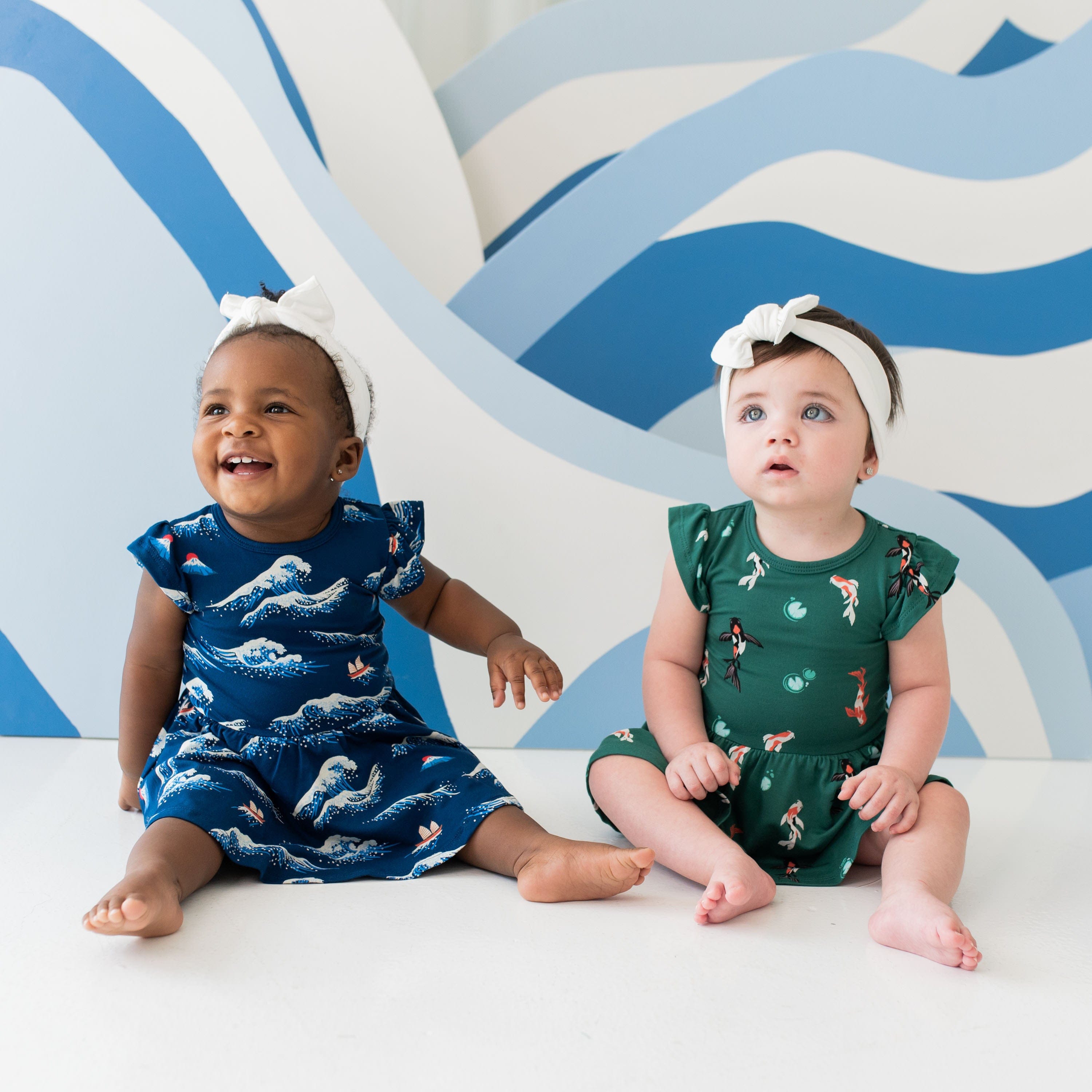 Kyte Baby Bodysuit Dress Twirl Bodysuit Dress in Wave