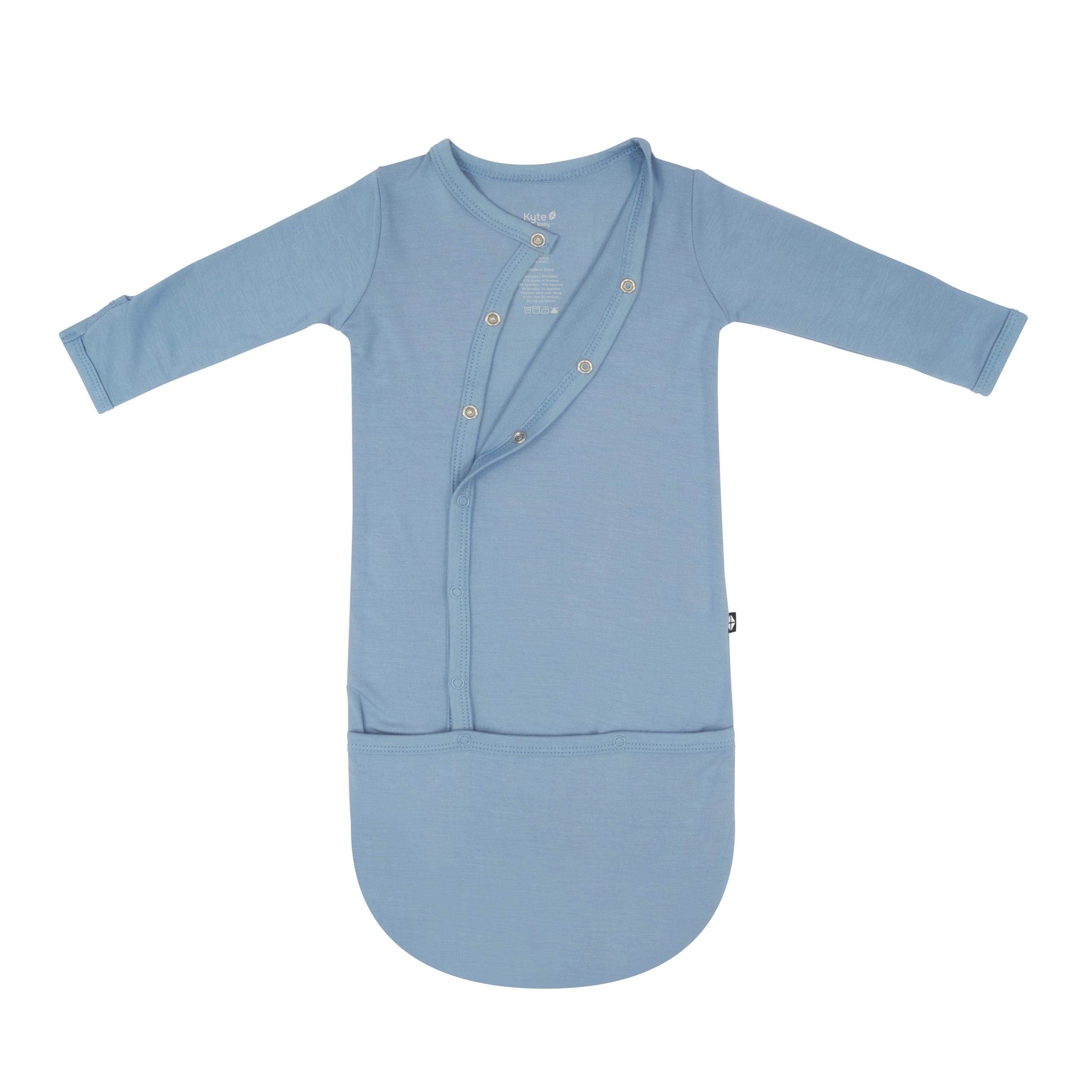 Partially unsnapped Kyte Baby Bundler in Slate