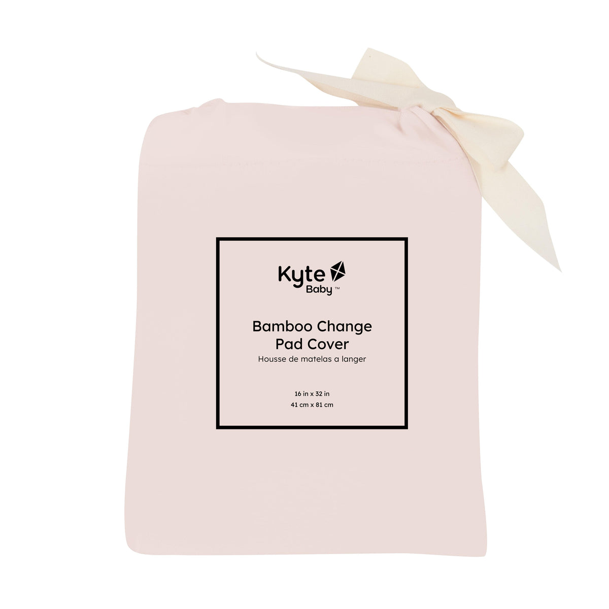 Blush pink Kyte Baby bamboo Changing Pad Cover in bag