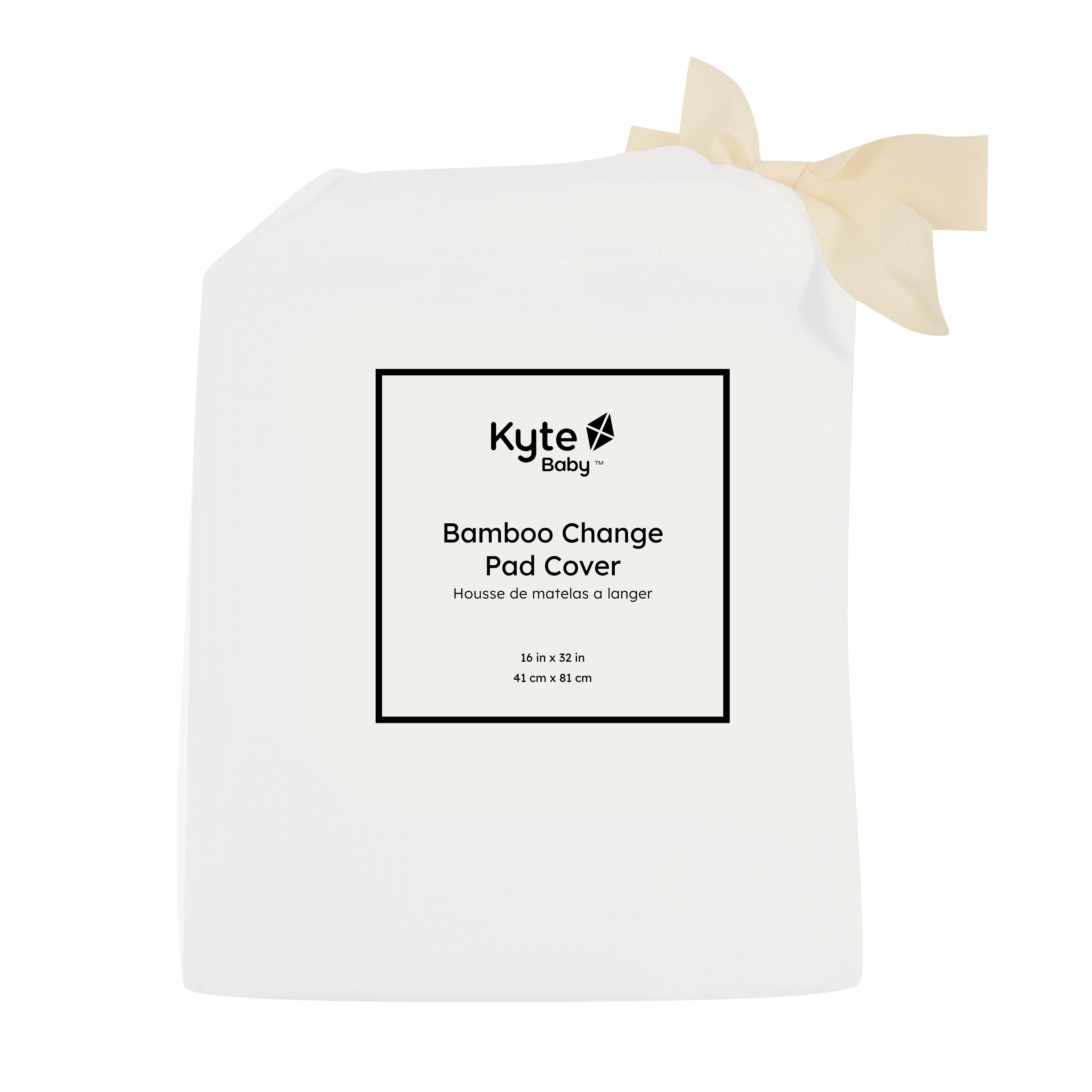 Cloud White Kyte Baby bamboo Change Pad Cover in bag