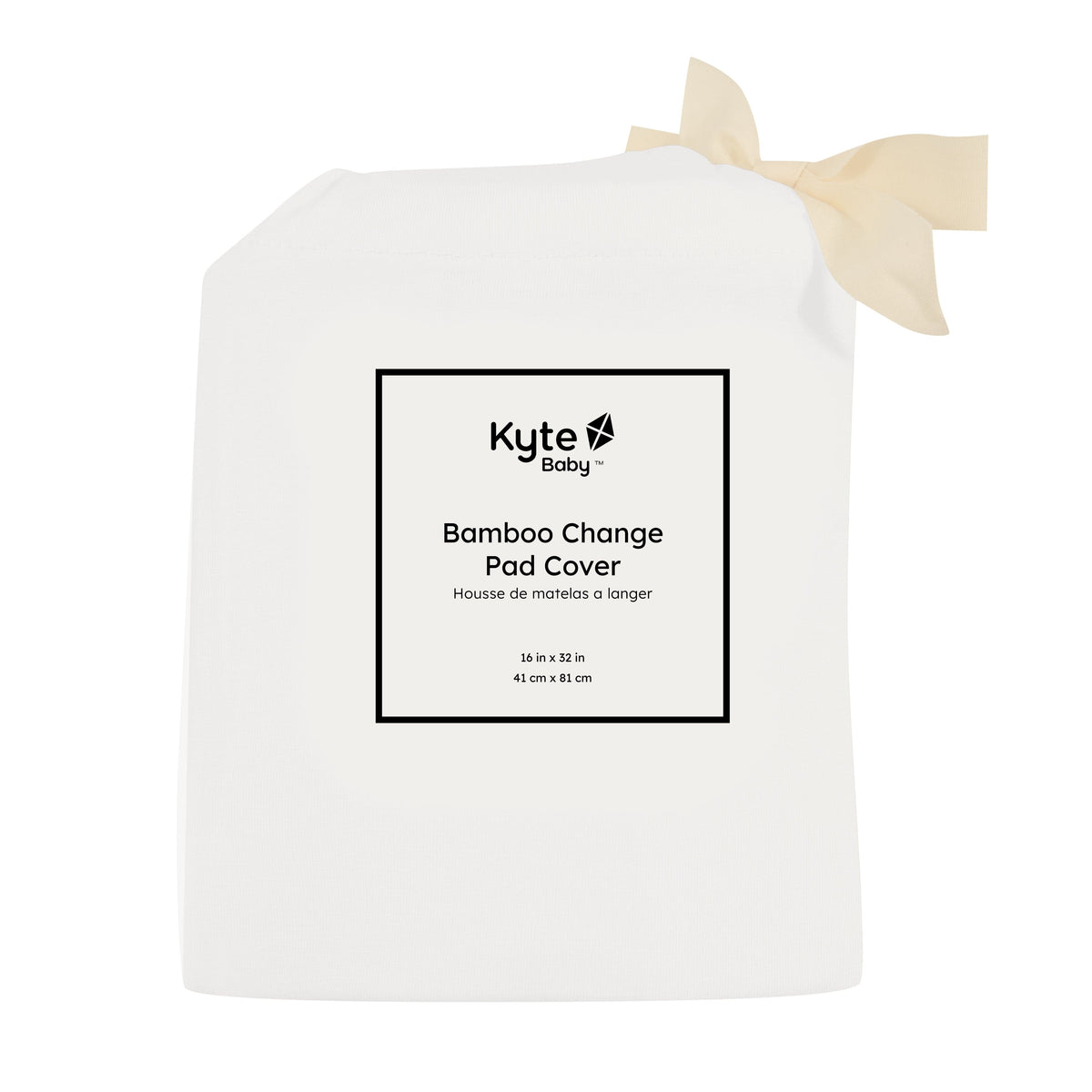 Cloud White Kyte Baby bamboo Change Pad Cover in bag