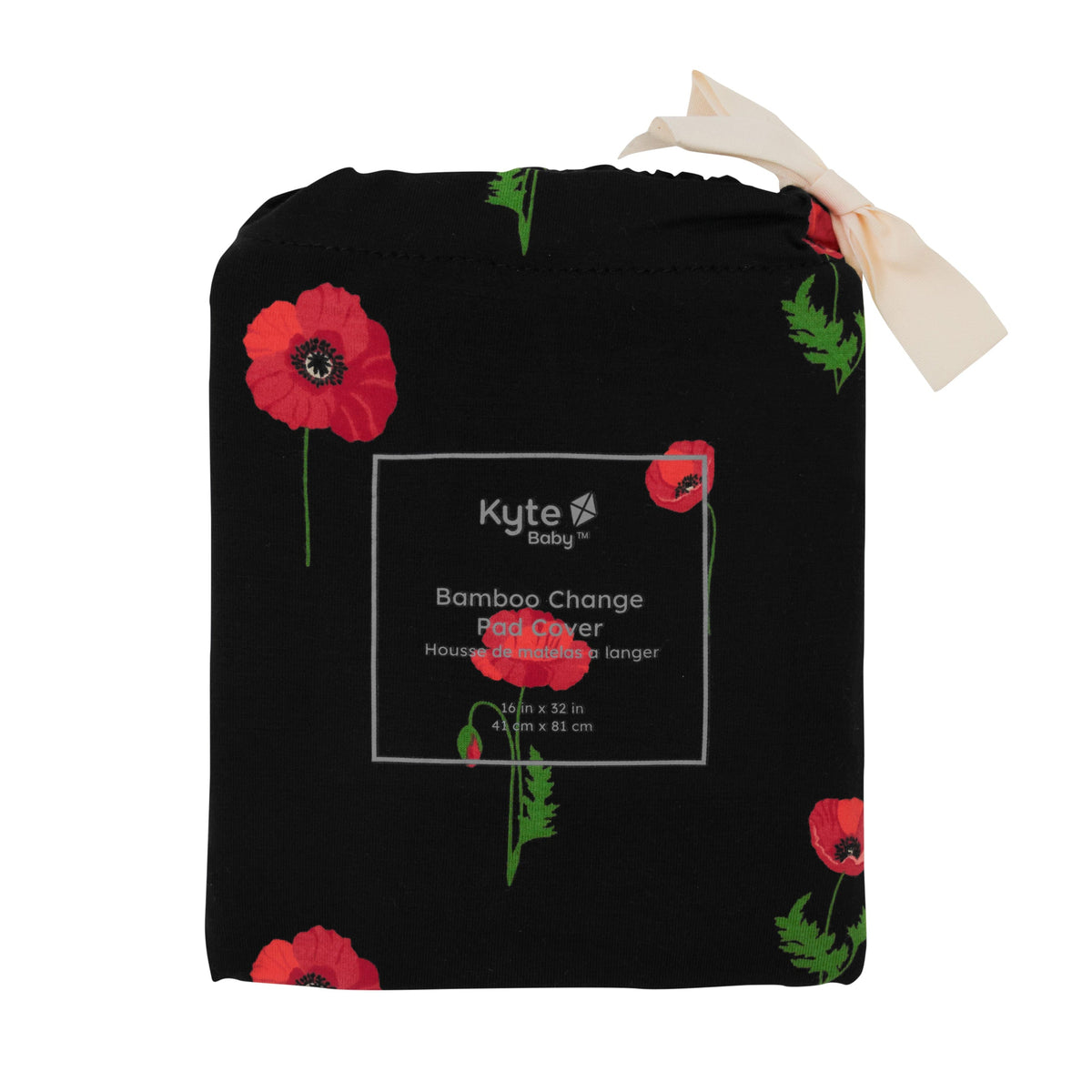 Midnight Poppies Kyte Baby bamboo Changing Pad Cover in bag