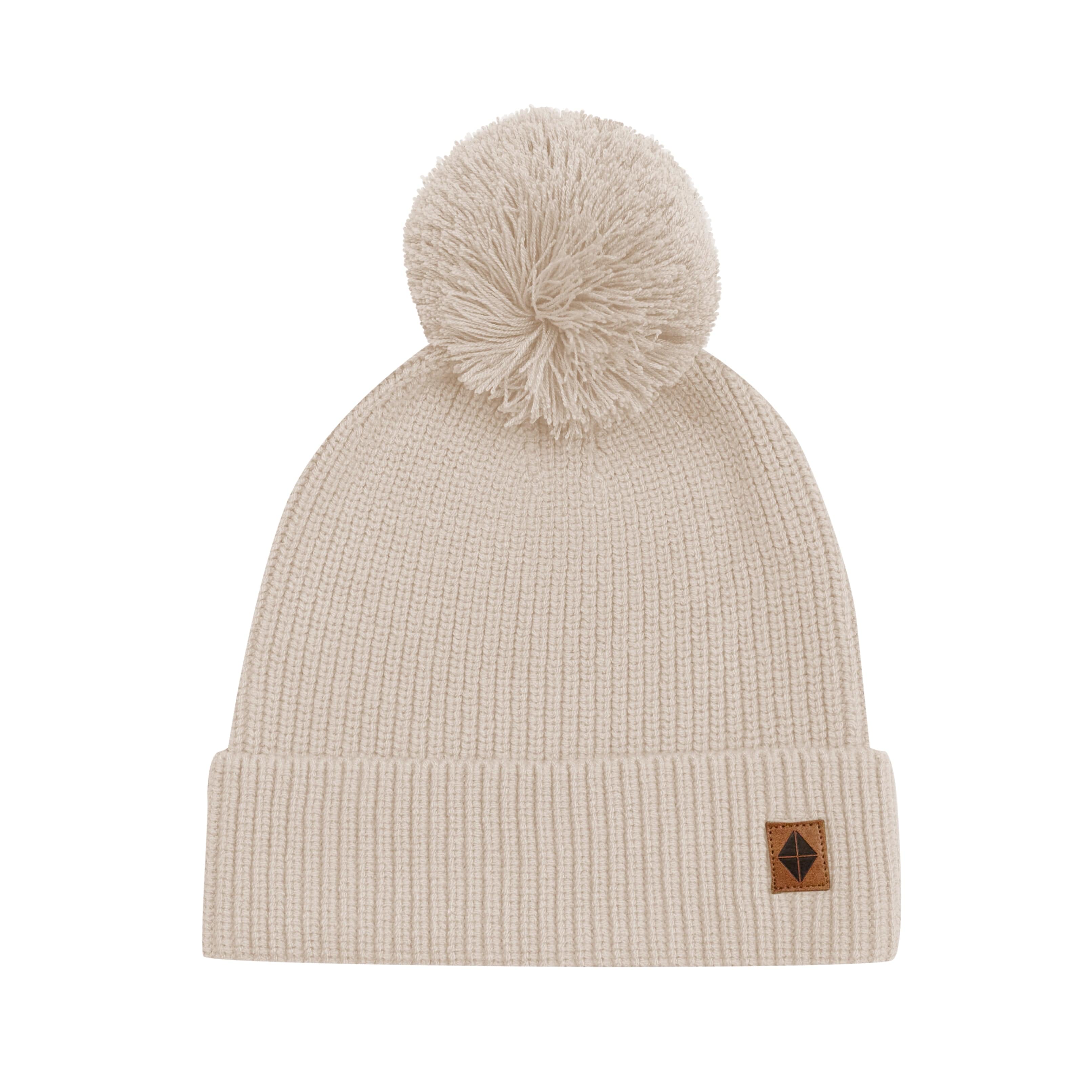 Kyte Baby Chunky Knit Adult Pom Beanie in Almond
