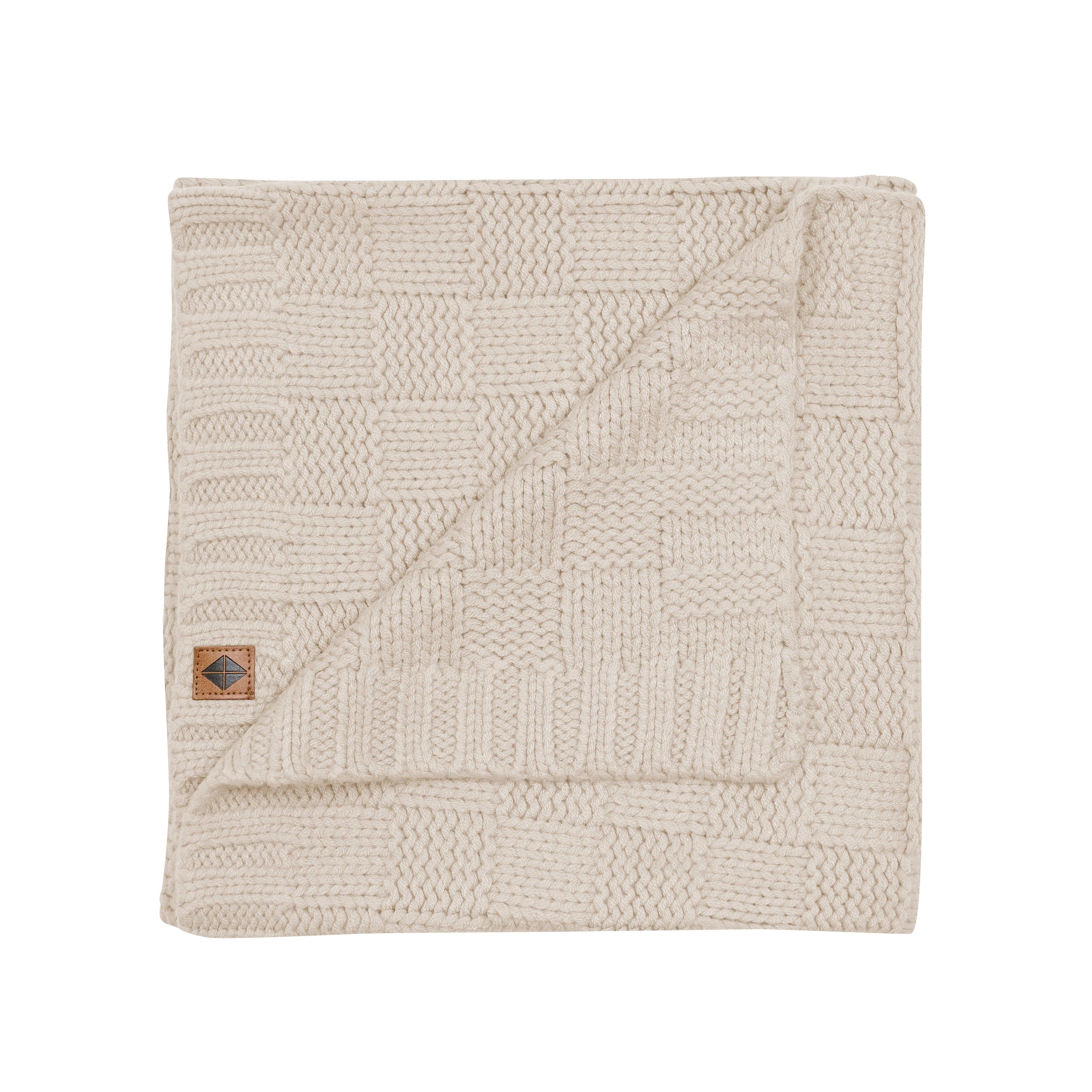 Kyte Baby Chunky Knit Basket Weave Baby Blanket in Almond