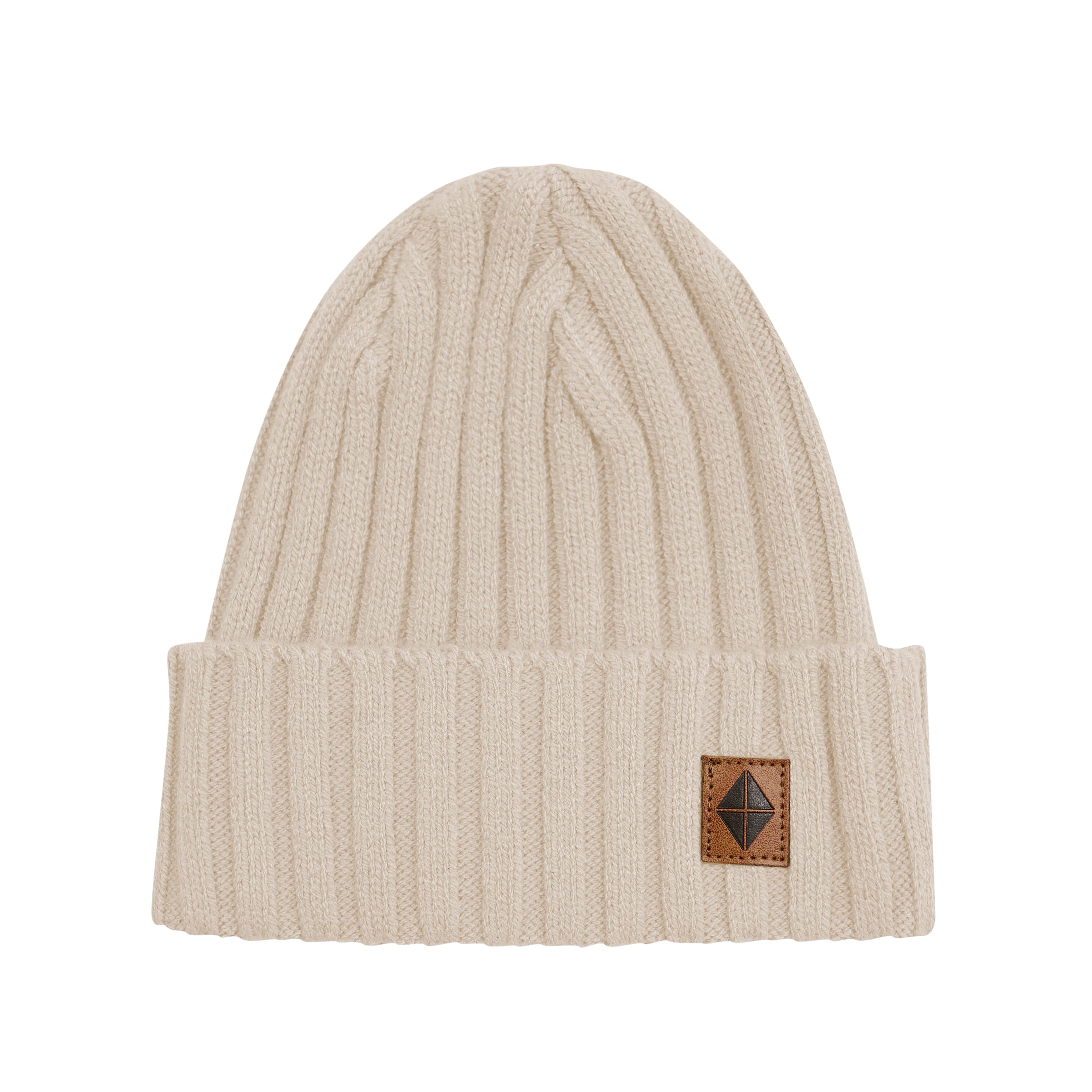 Kyte Baby Chunky Knit Ribbed Beanie in Almond