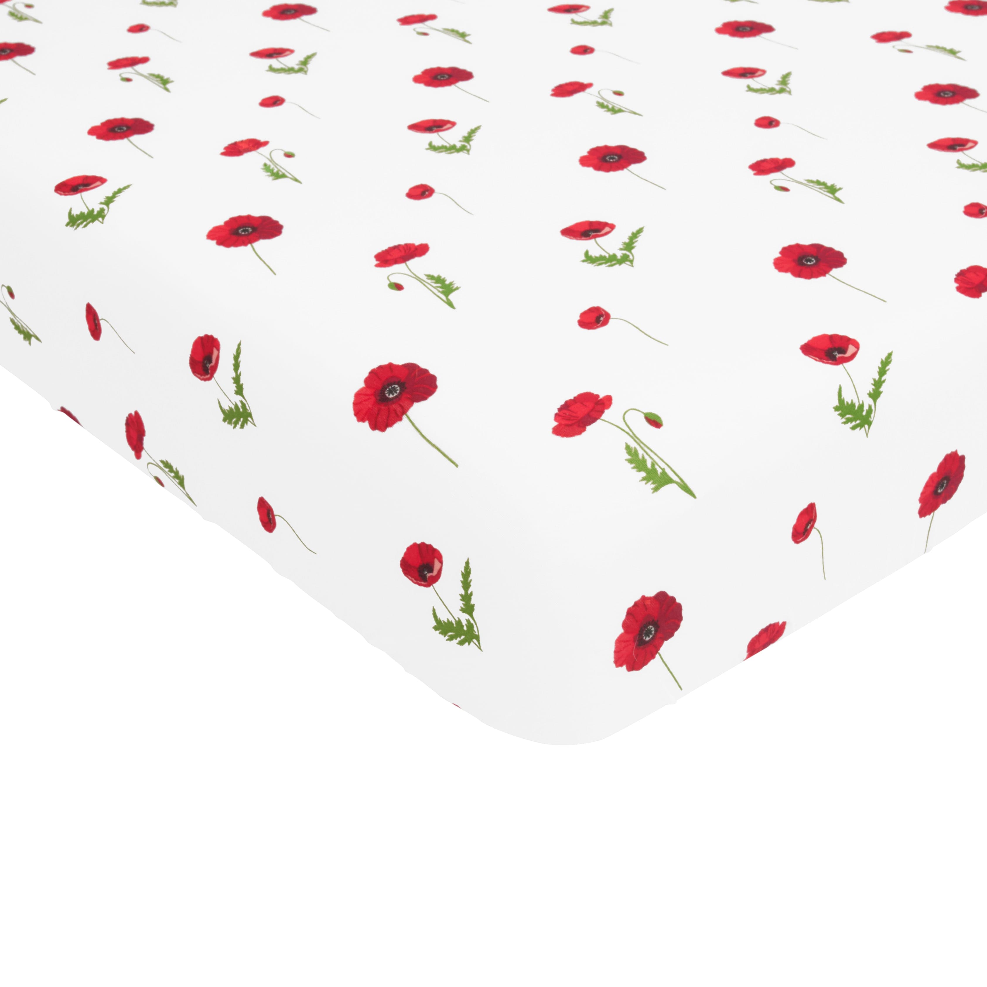 Crib Sheet in Cloud Poppies