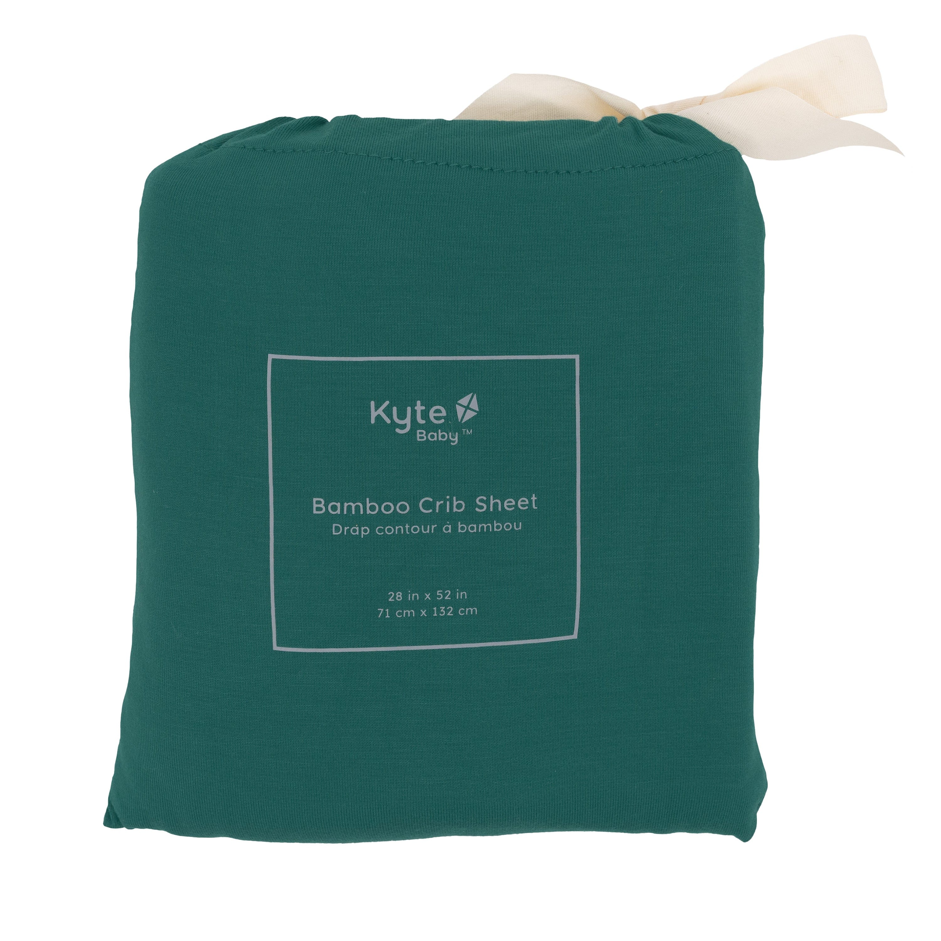 Crib Sheet in Emerald in packaging
