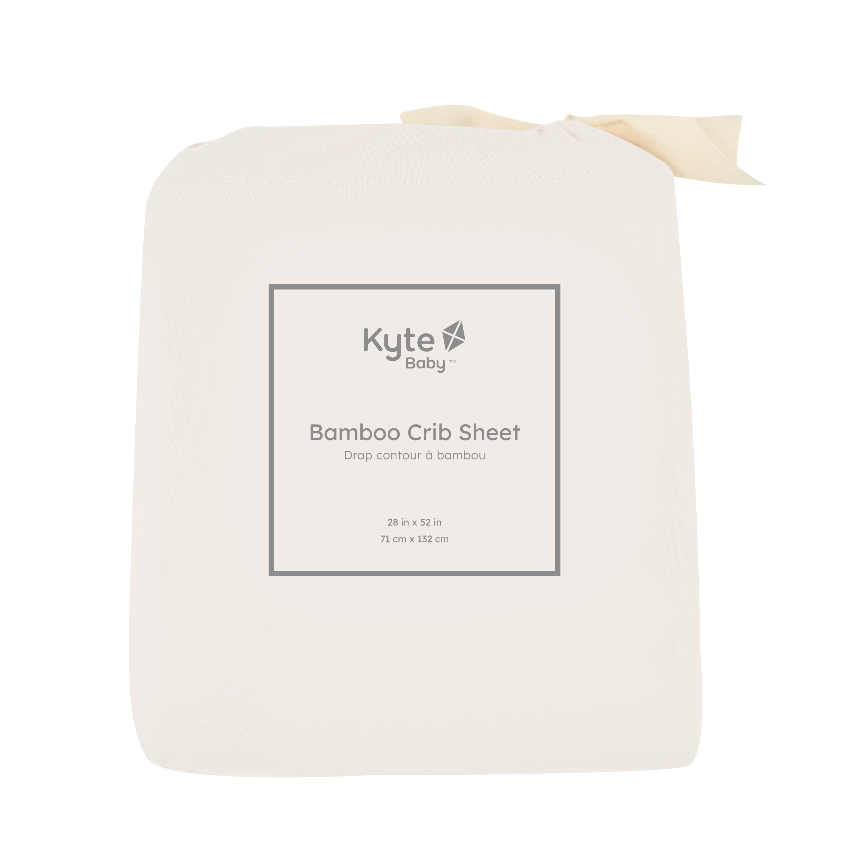 Kyte Baby Standard Crib Sheet in Oat in packaging
