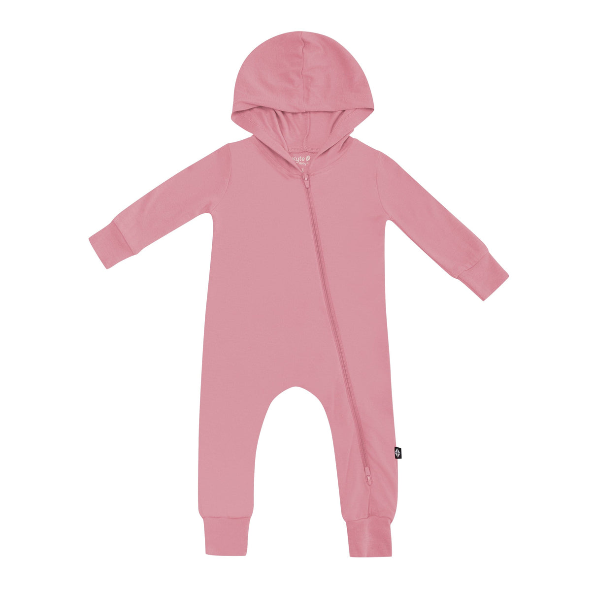 Bamboo Jersey Hooded Zippered Pink Romper in Apple Blossom