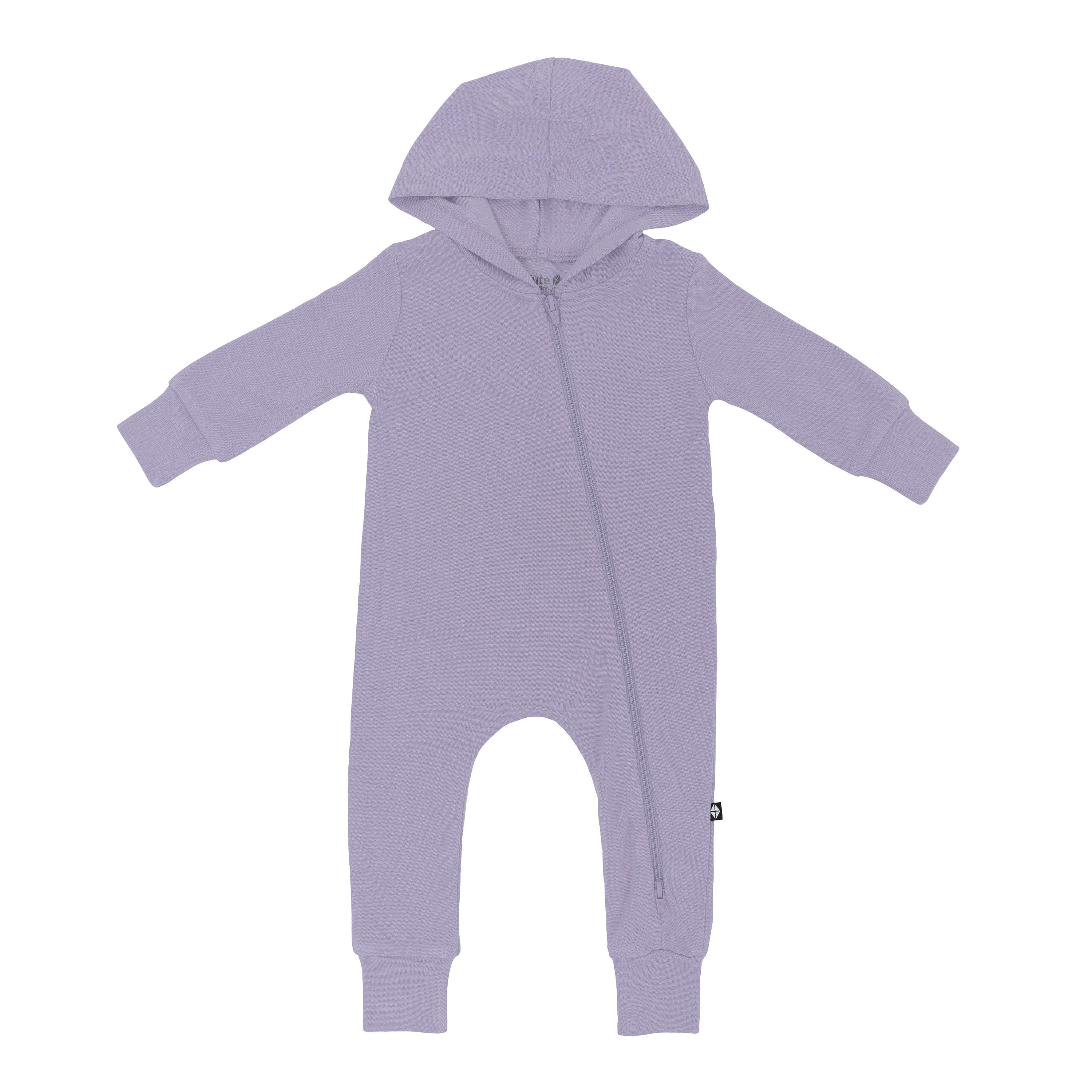 Kyte Baby Bamboo Jersey Hooded Zippered Romper in Taro