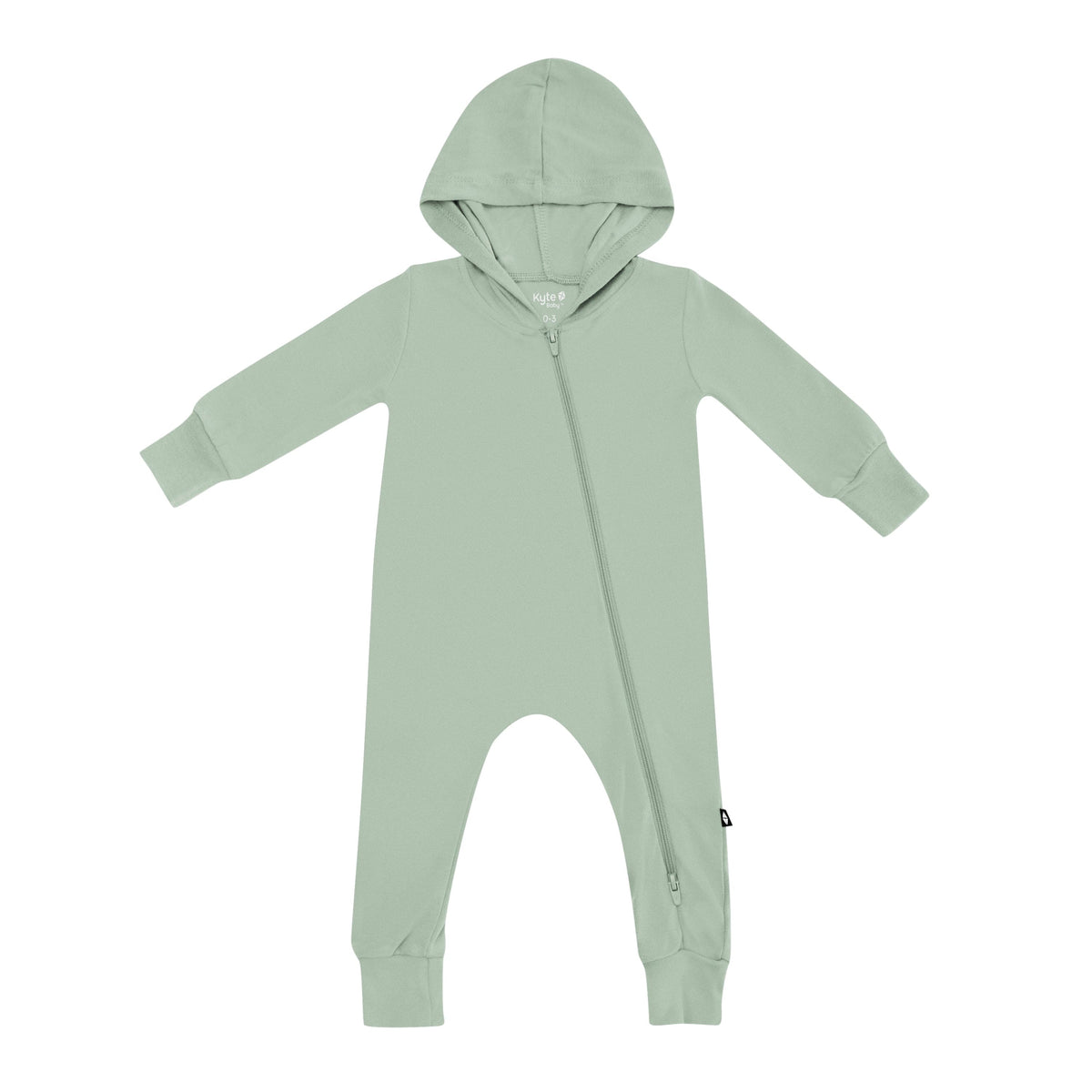 Kyte Baby Bamboo Jersey Hooded Zippered Romper in Thyme