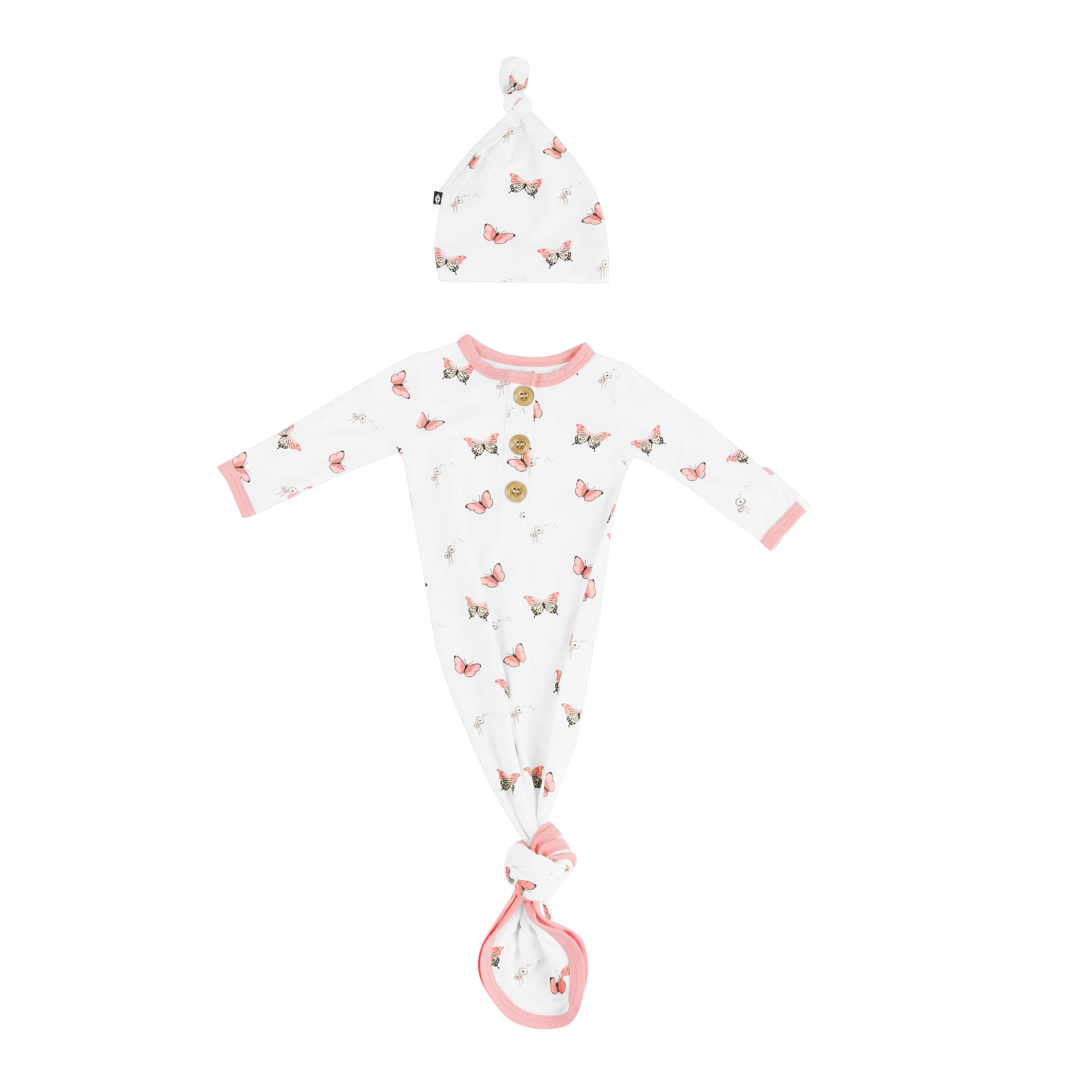Kyte Baby Knotted Gown with Hat Set in Butterfly