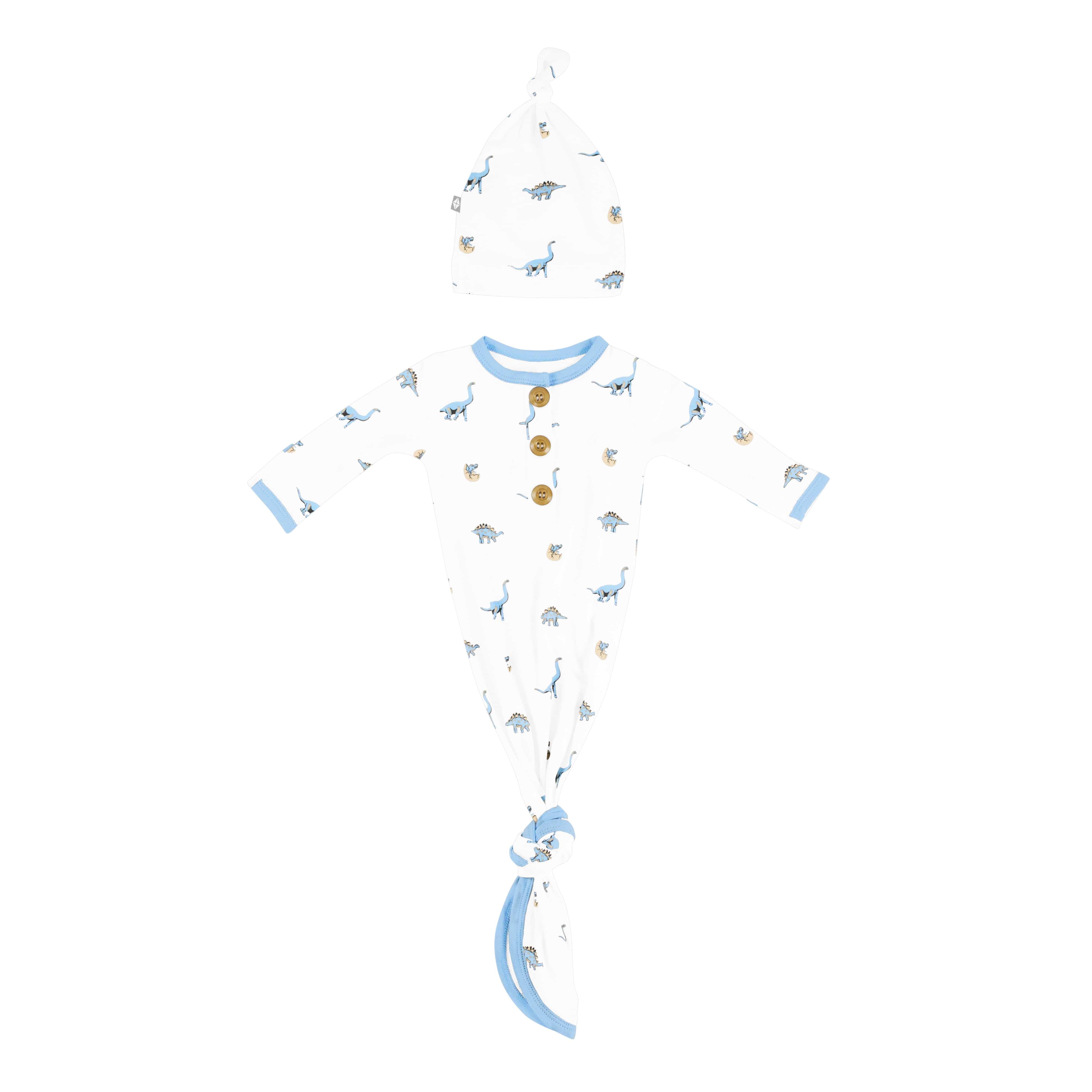 Kyte Baby Knotted Gown with Hat Set in Jurassic