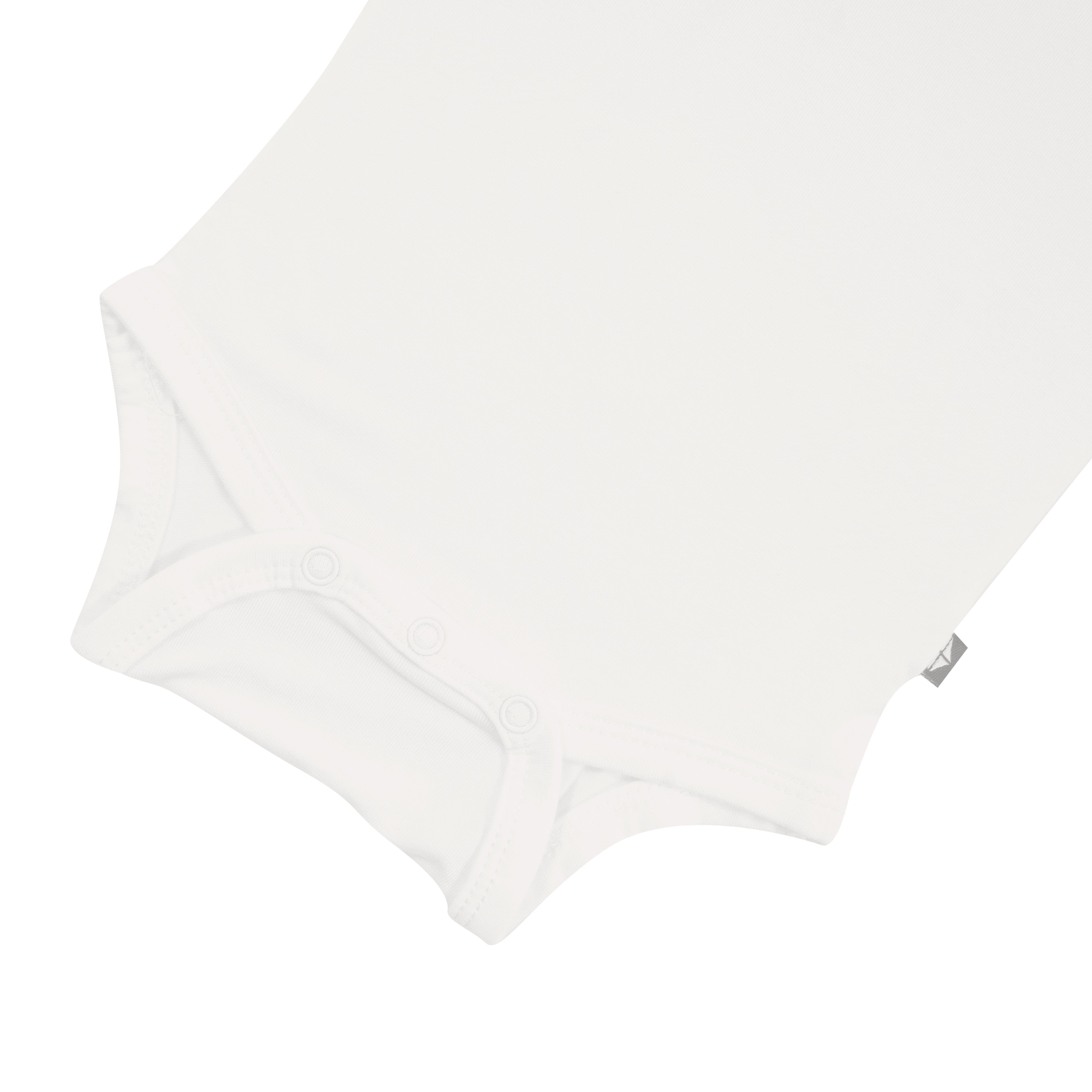 Snap bottom of Kyte Baby Long Sleeve Bodysuit in Cloud