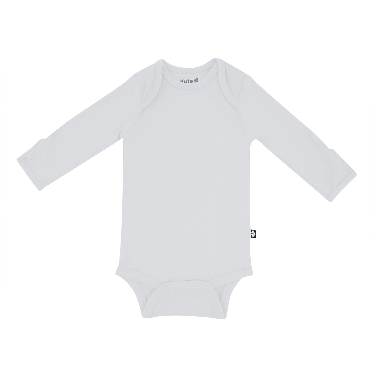 Flat lay of Kyte Baby Long Sleeve Bodysuit in Storm