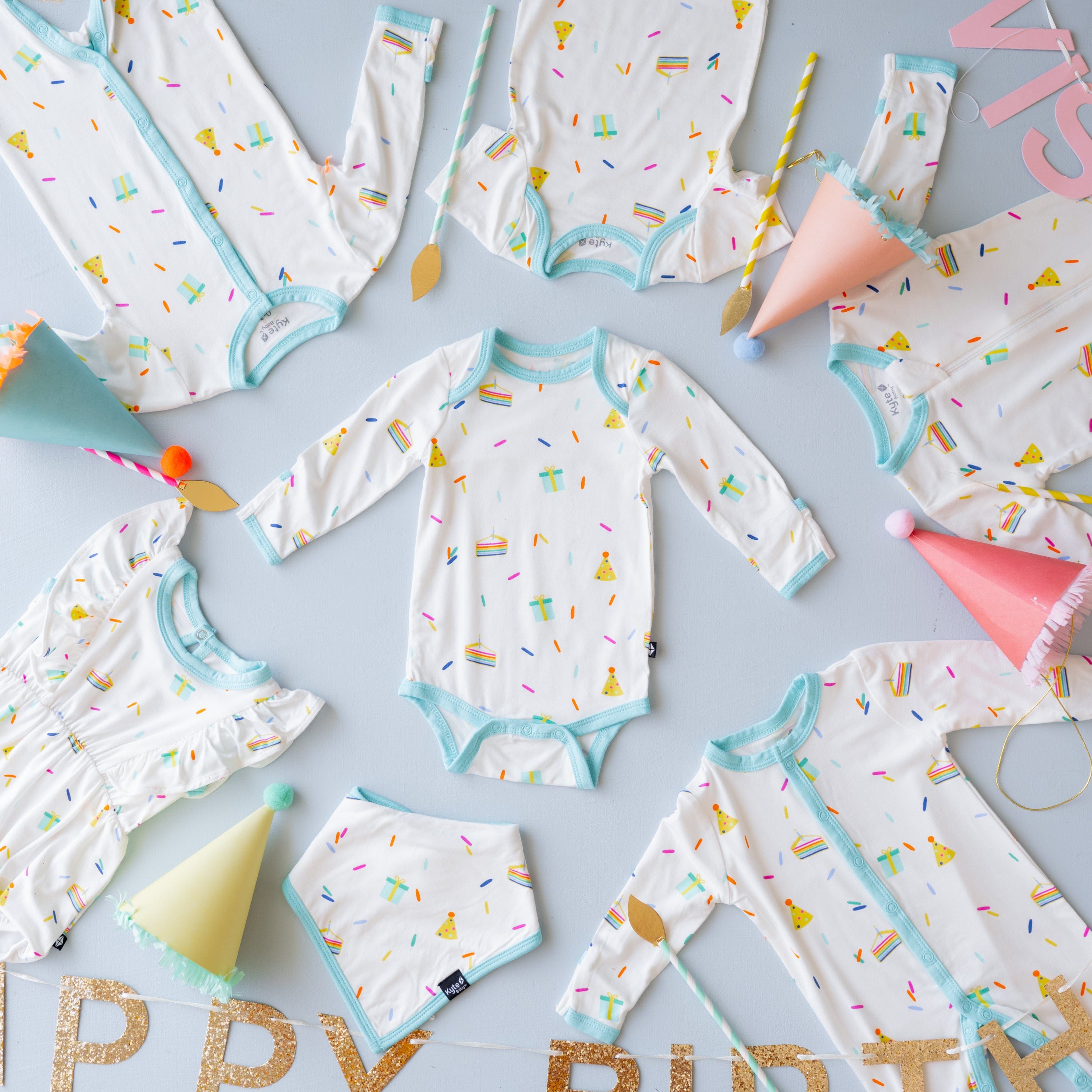 Kyte Baby Long Sleeve Bodysuits Long Sleeve Bodysuit in Cloud Party