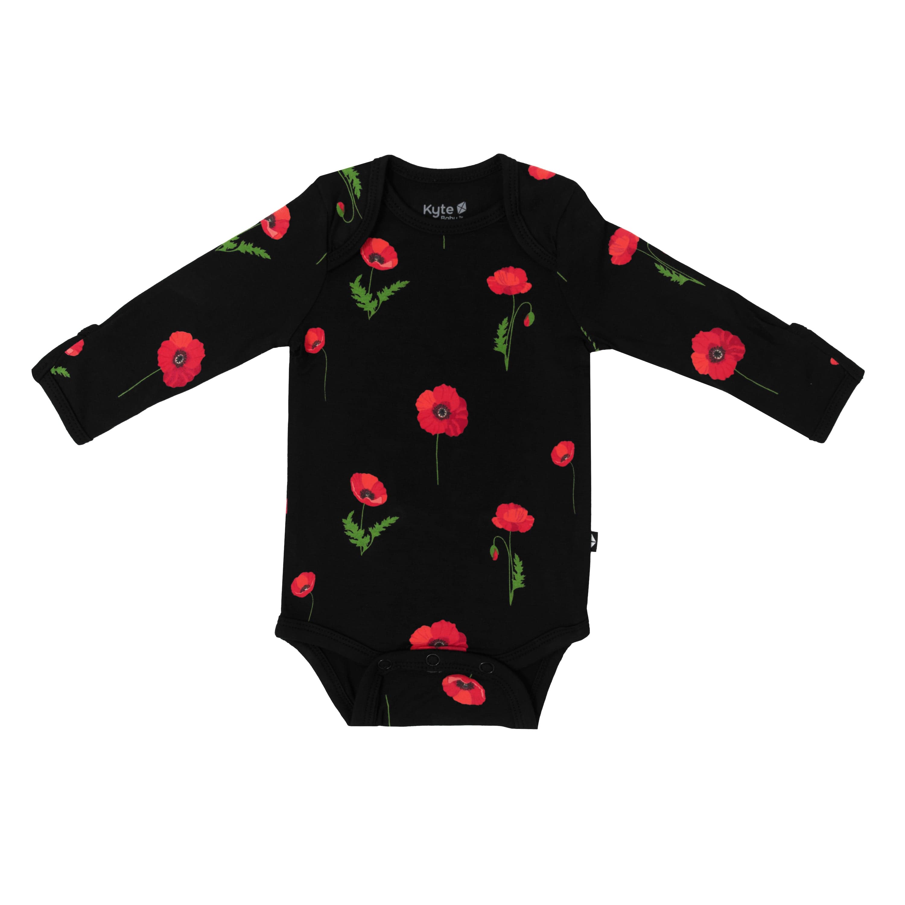 Kyte Baby Long Sleeve Bodysuit in Midnight Poppies
