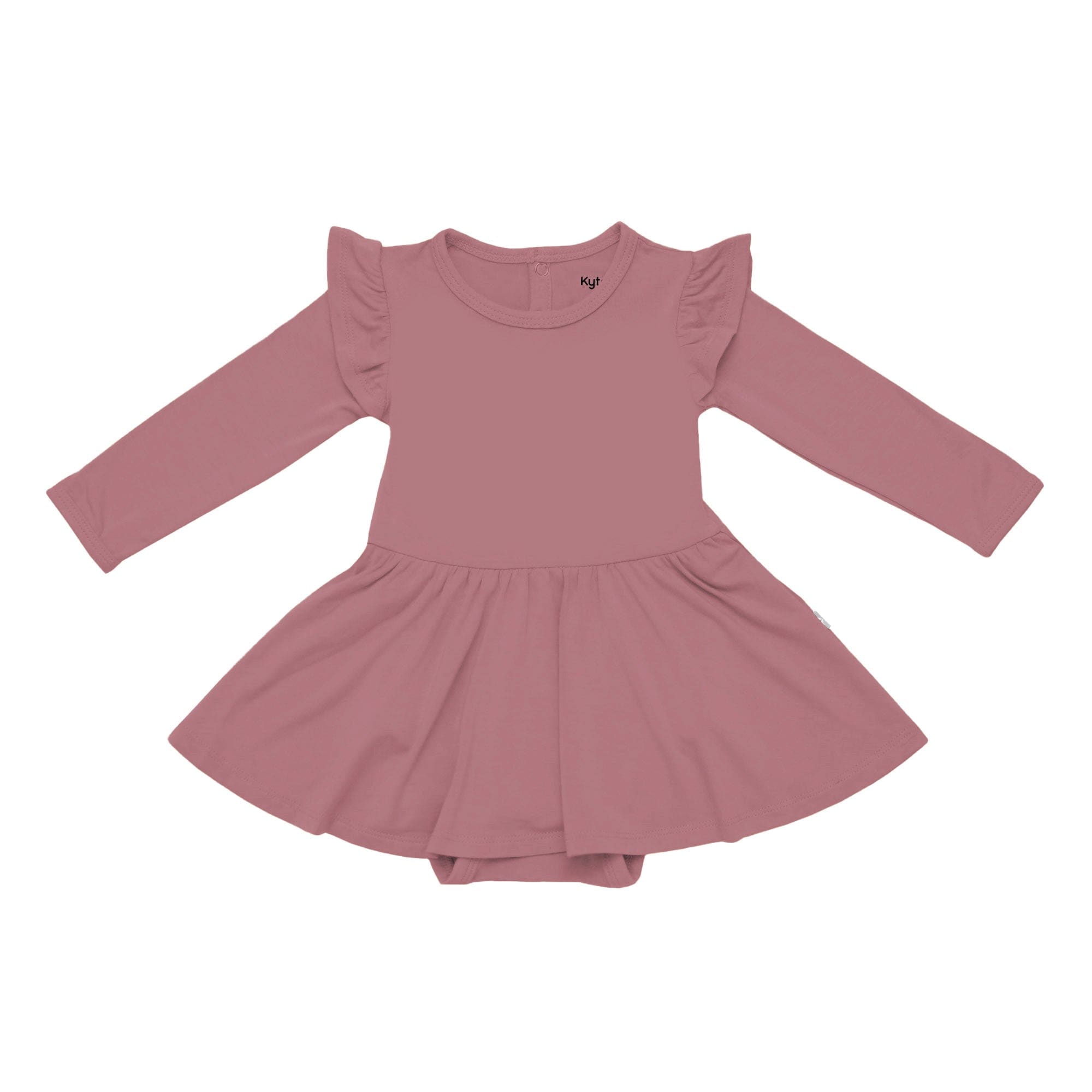Kyte Baby Long Sleeve Twirl Bodysuit Dress in Dusty Rose