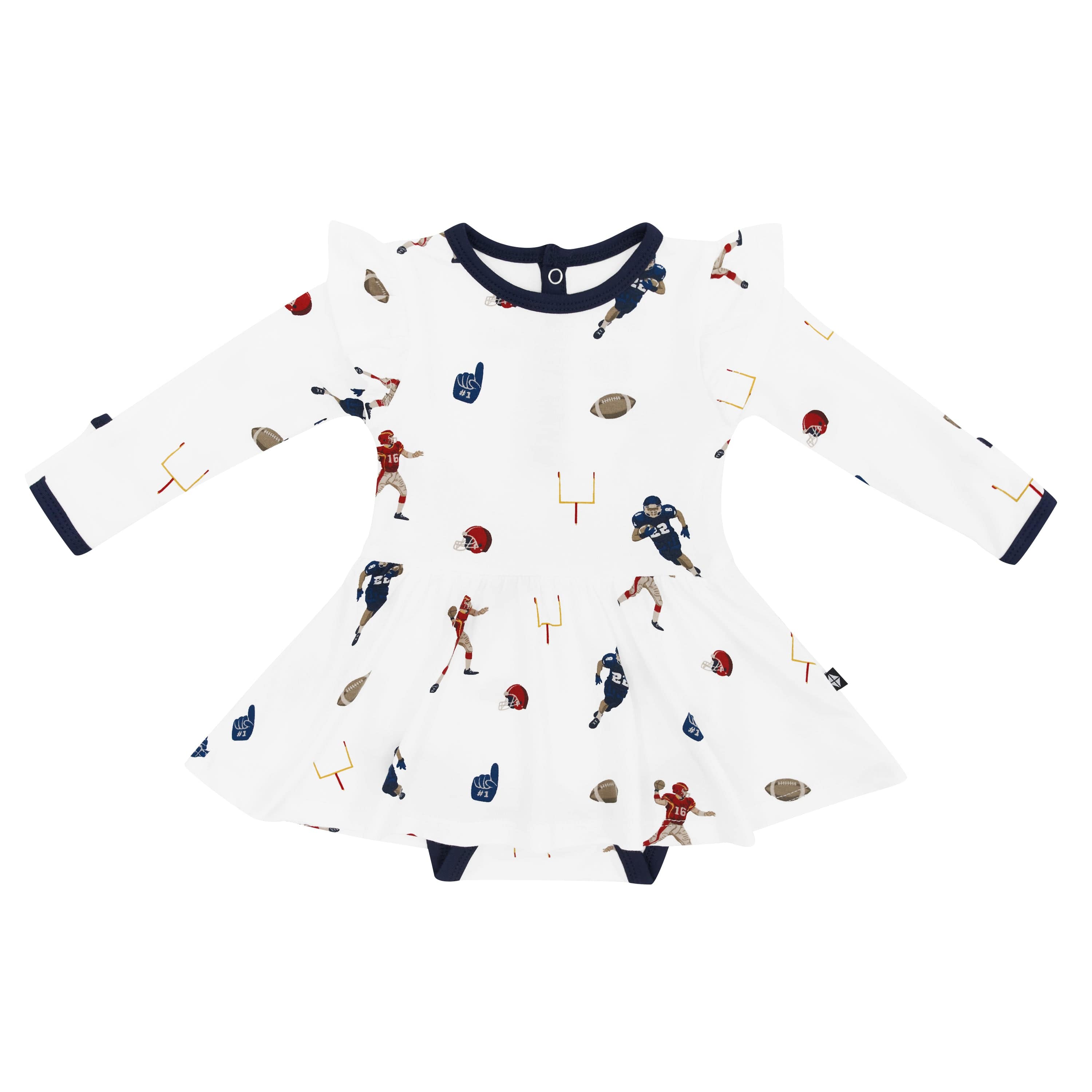 Kyte Baby Twirl Bodysuit Dress in Football